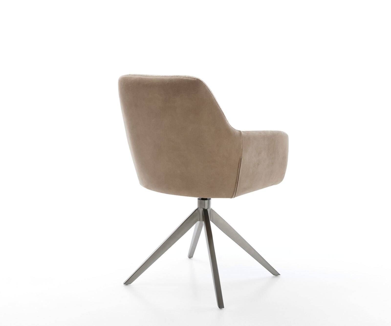 Chaise-pivotante Pejo-Flex tissu mixte couleur boue pied croisé large acier inoxydable brossé pivotement sur 360° fonction bascule ressorts ensachés 4