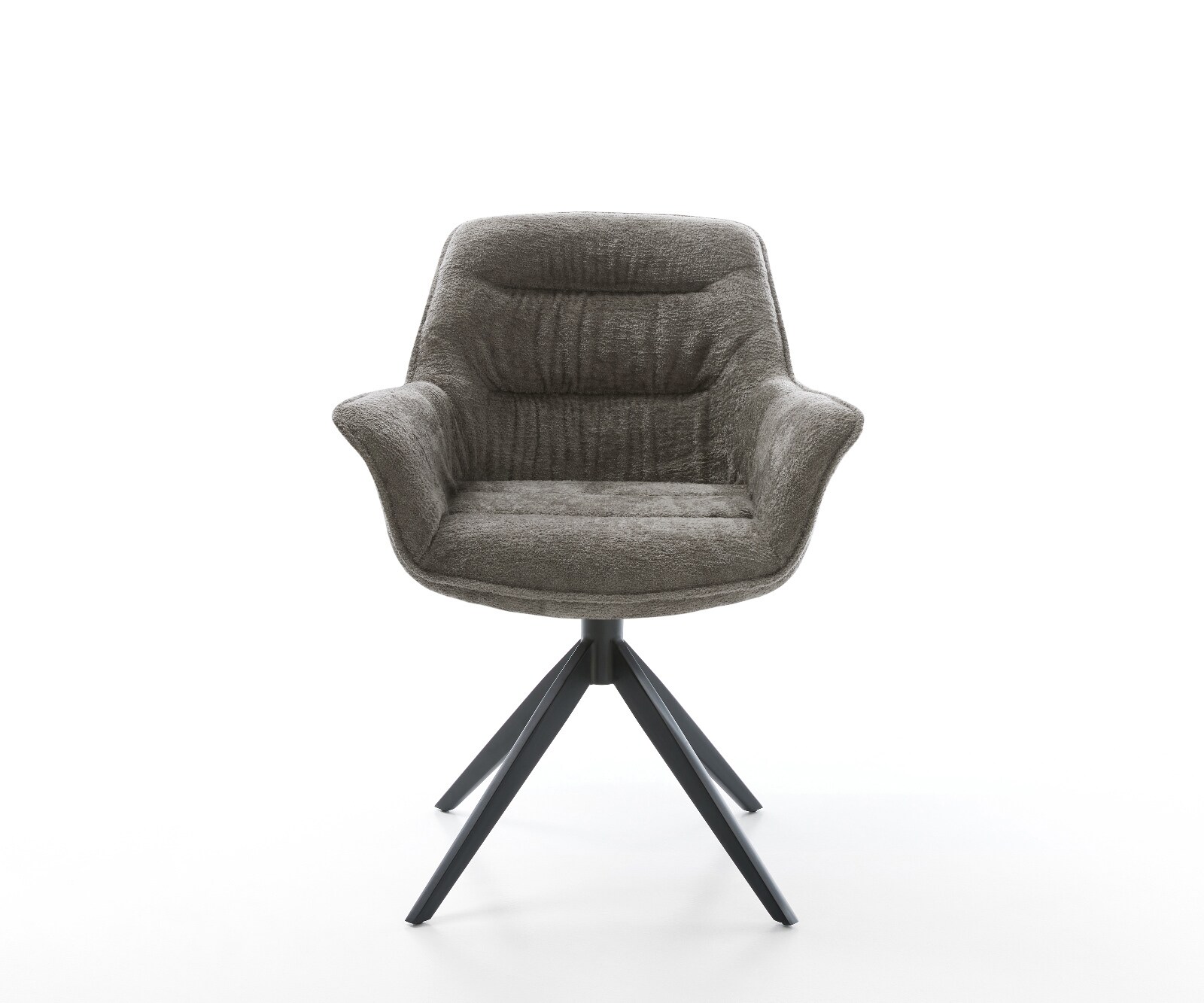 Chaise-pivotante Kaira-Flex bouclé doux couleur boue pied croisé large noir pivotement sur 360° fonction bascule 2