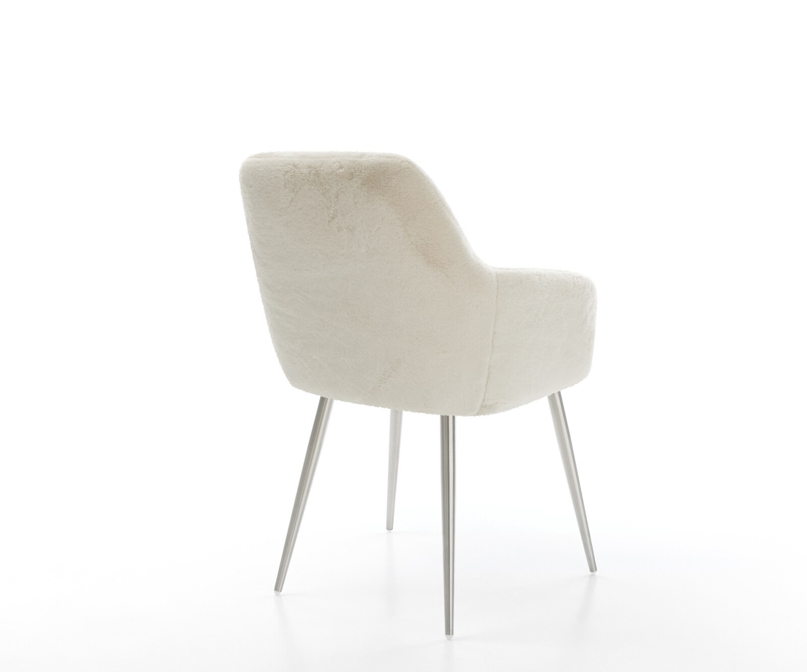 Chaise-de-salle-à-manger Pejo-Flex peluche crème-blanc 4 pieds coniques acier inoxydable resorts ensachés 5