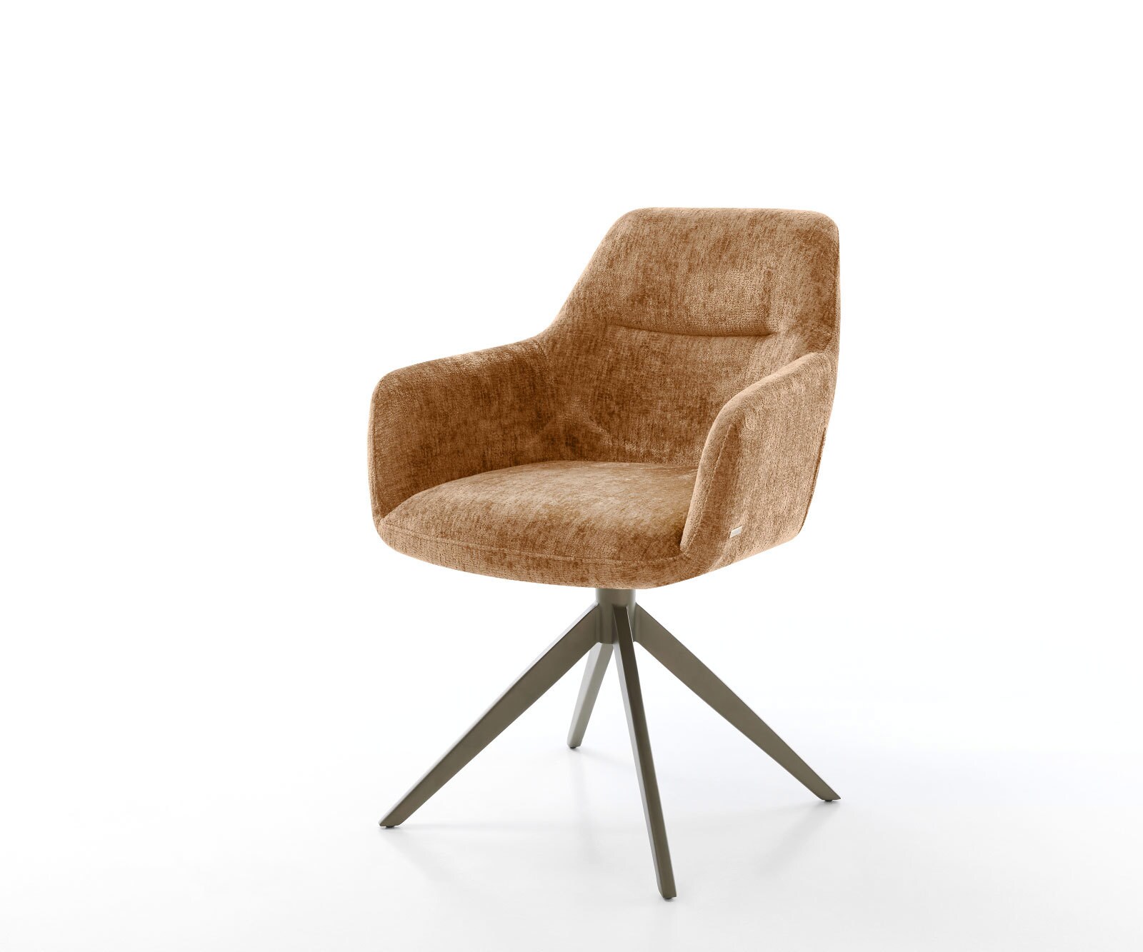 Chaise-pivotante Pejo-Flex chenille rouille pied croisé large aspect titane pivotement sur 360° fonction bascule ressorts ensachés