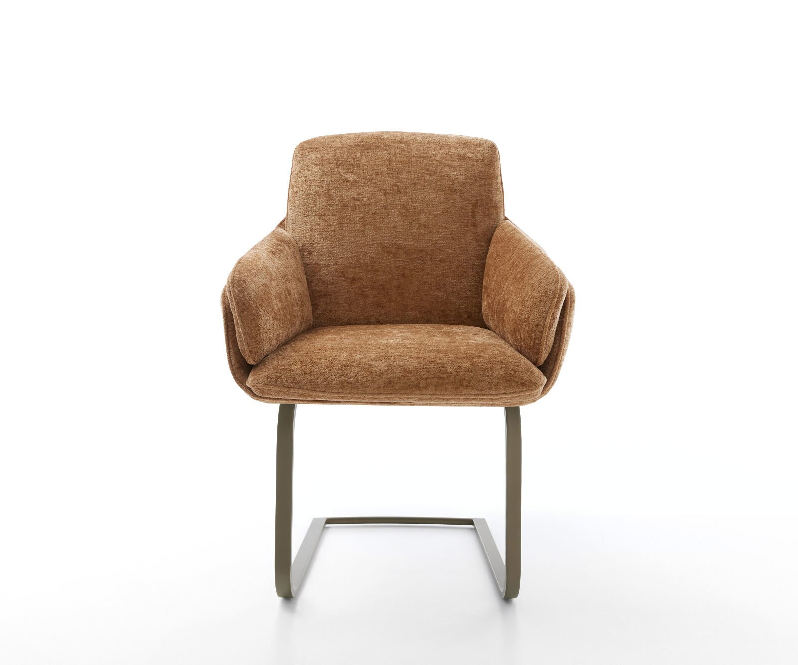 Cantilever Luan-Flex avec accoudoirs chenille rouille pied cantilever plat aspect titane 1 Cantilever Luan-Flex avec accoudoirs chenille rouille pied cantilever plat aspect titane 1