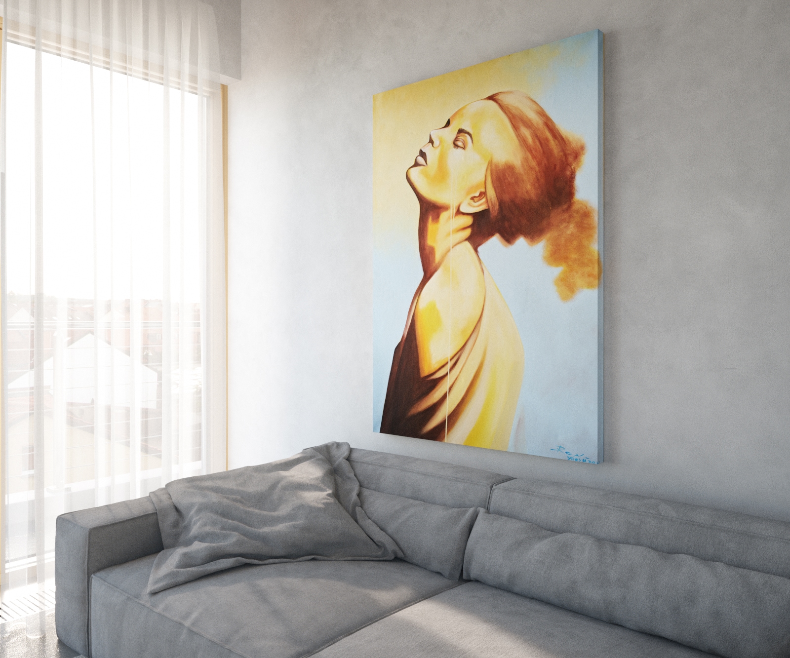 Peinture Young Woman multicolore 100x140 cm acrylique sur toile 1 Peinture Young Woman multicolore 100x140 cm acrylique sur toile 1