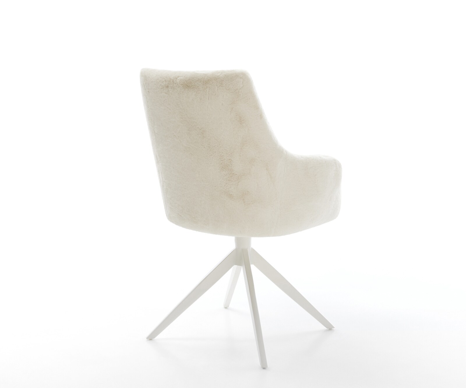 Chaise-pivotante Alja-Flex avec accoudoirs peluche crème-blanc pied croisé large blanc pivotement sur 360° fonction bascule resorts ensachés 4