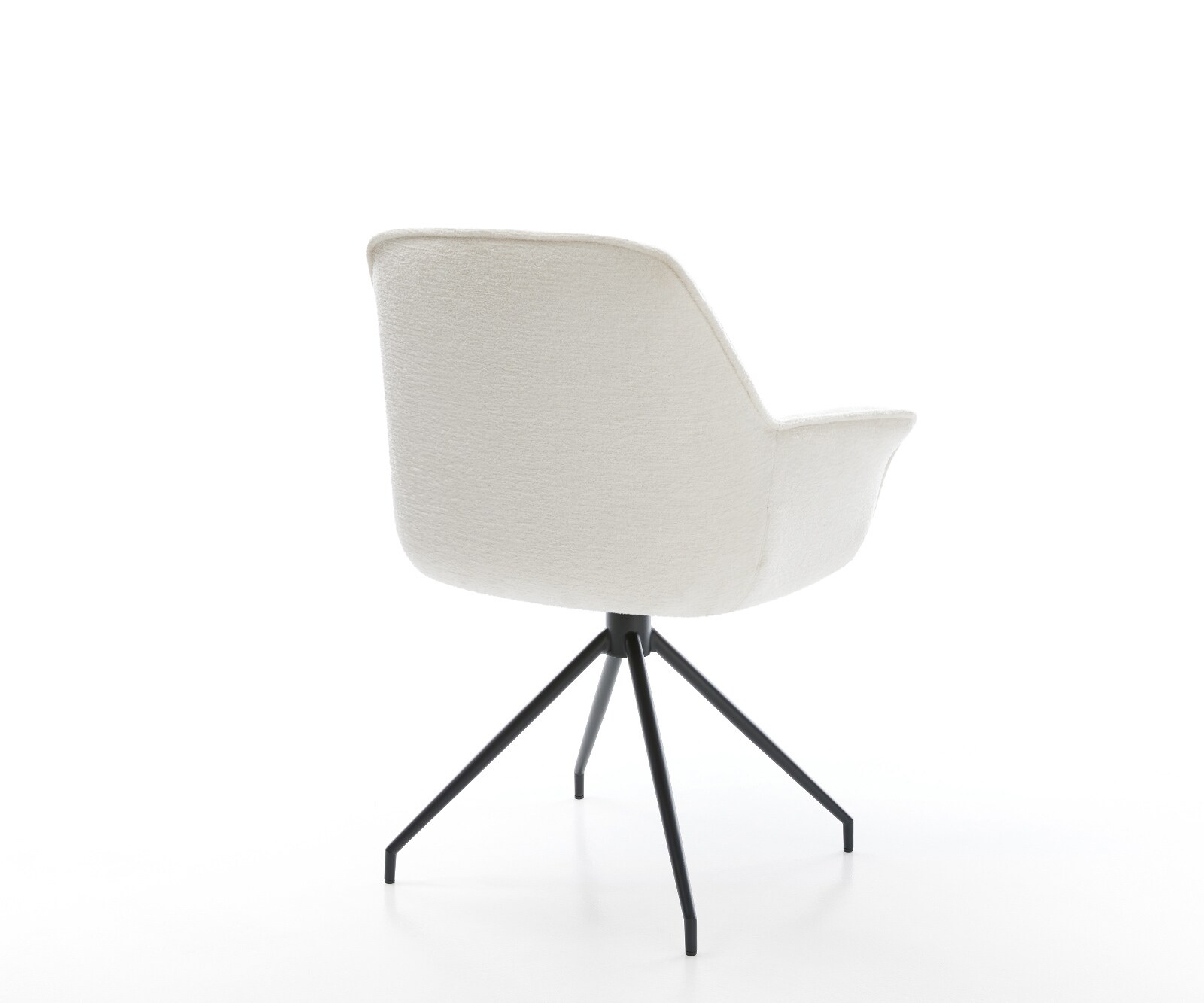 Chaise-de-salle-à-manger Keila-Flex avec accoudoirs bouclé doux beige pied croisé conique noir 4