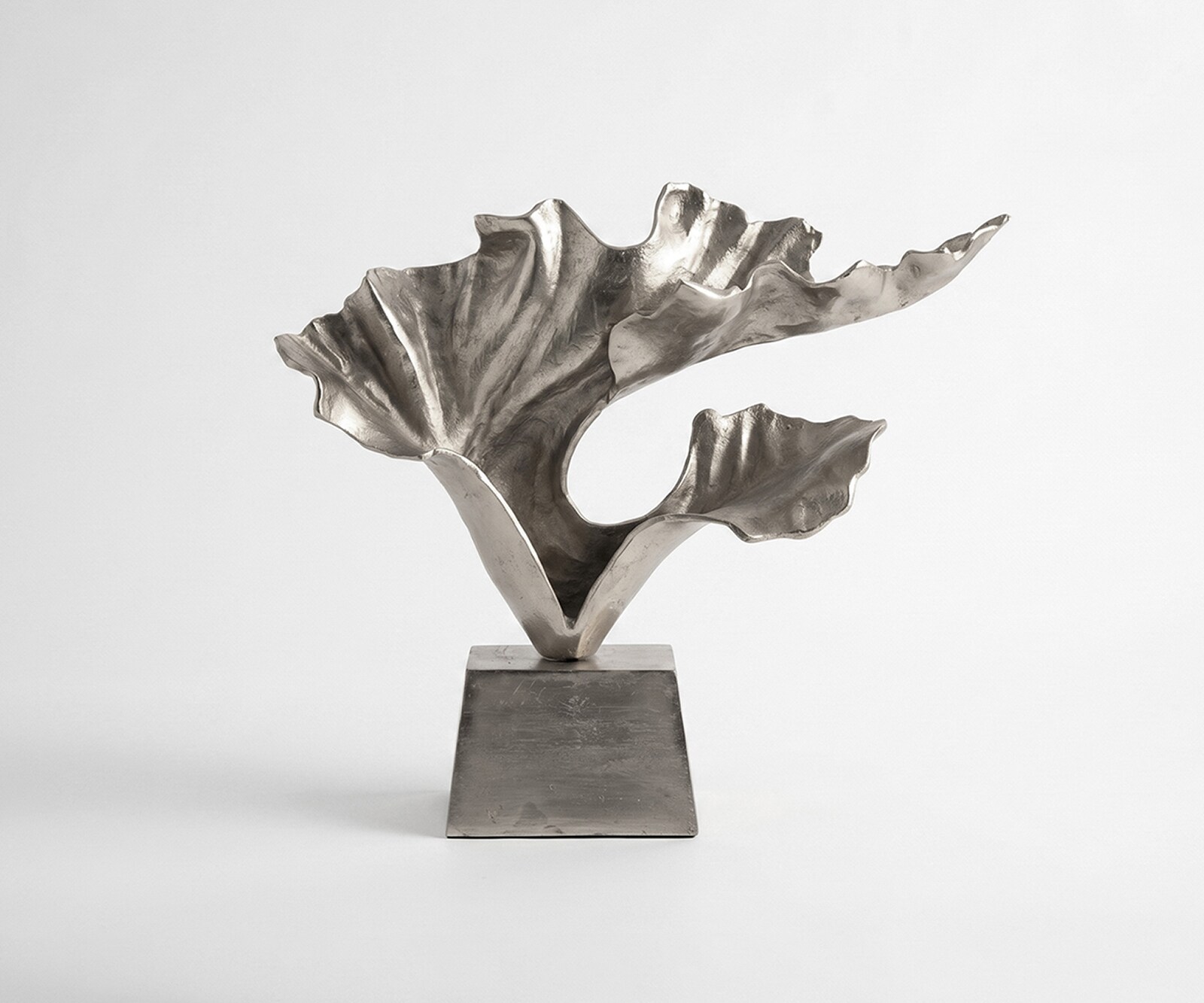 Sculpture Ginkara l60 x P18 x H57 cm Aluminium Platin Faite main