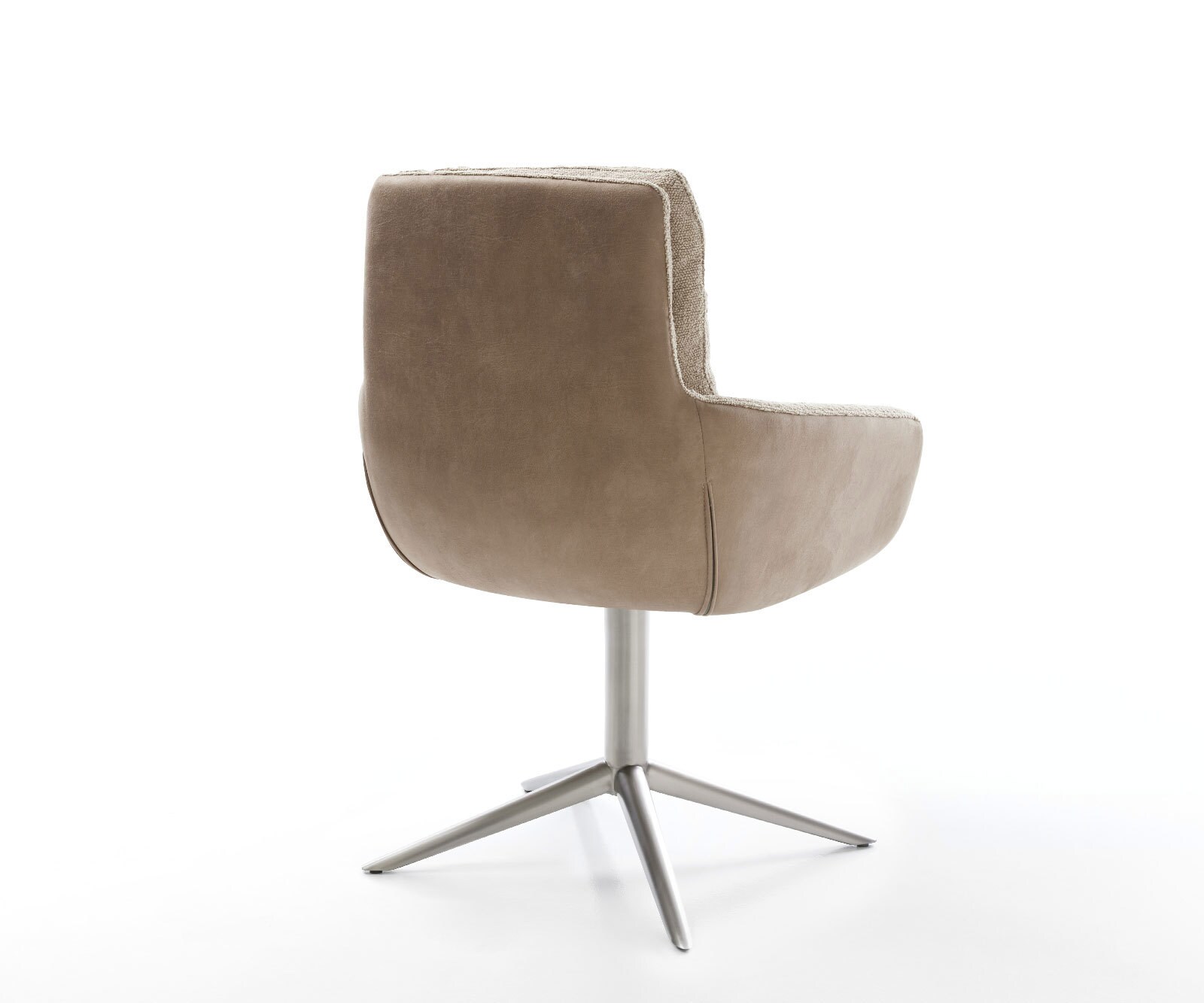 Chaise-pivotante Abelia-Flex avec accoudoirs tissu mixte couleur boue pied de chaise 4 branches acier inoxydable brossé pivotement sur 360° fonction bascule 5