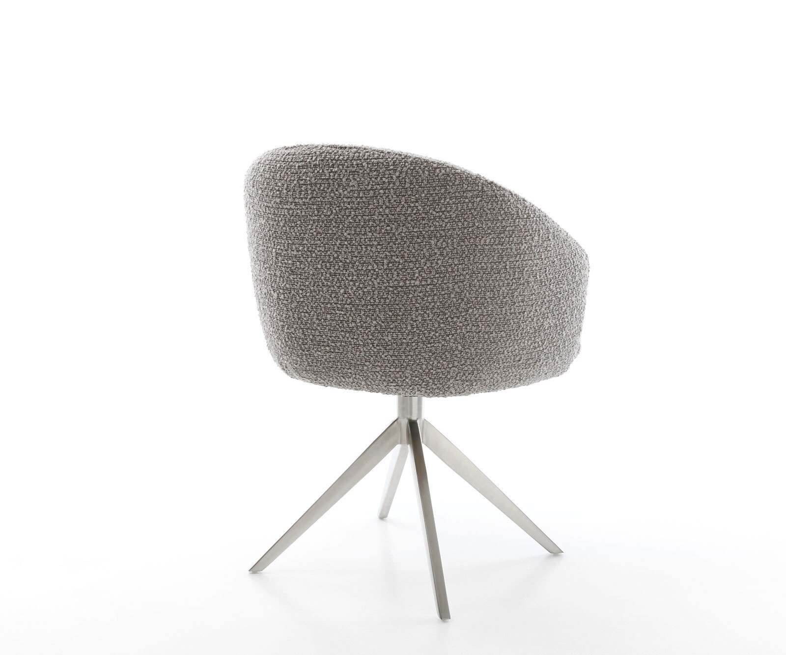 Chaise-pivotante Caja-Flex bouclé gris argenté pied croisé large acier inoxydable brossé pivotement sur 360° fonction bascule ressorts ensachés 5