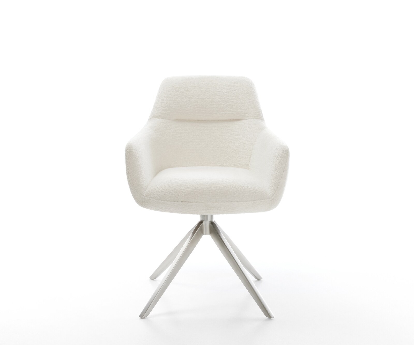 Chaise-pivotante Pejo-Flex bouclé doux beige pied croisé large acier inoxydable pivotement sur 360° fonction bascule resorts ensachés 2
