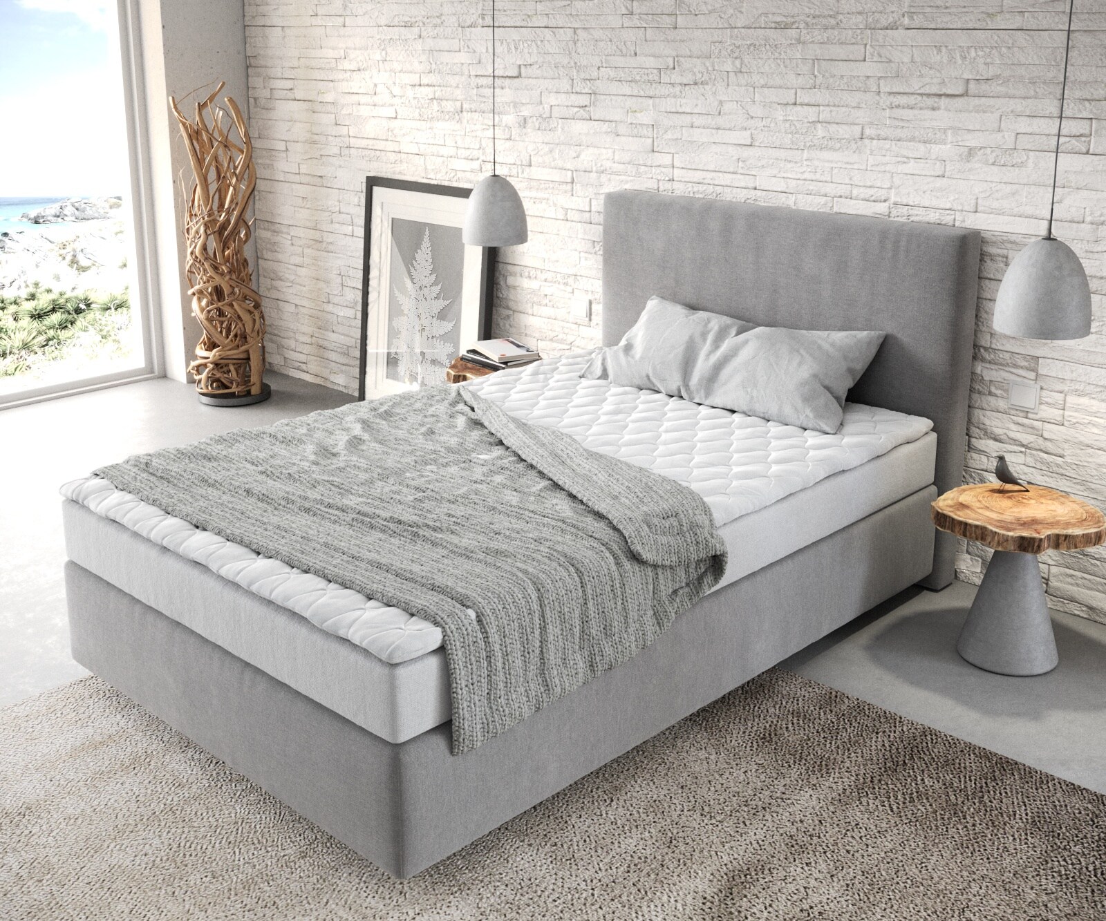 Lit-sommier-tapissier Dream-Well 120x200 cm microfibre gris 3