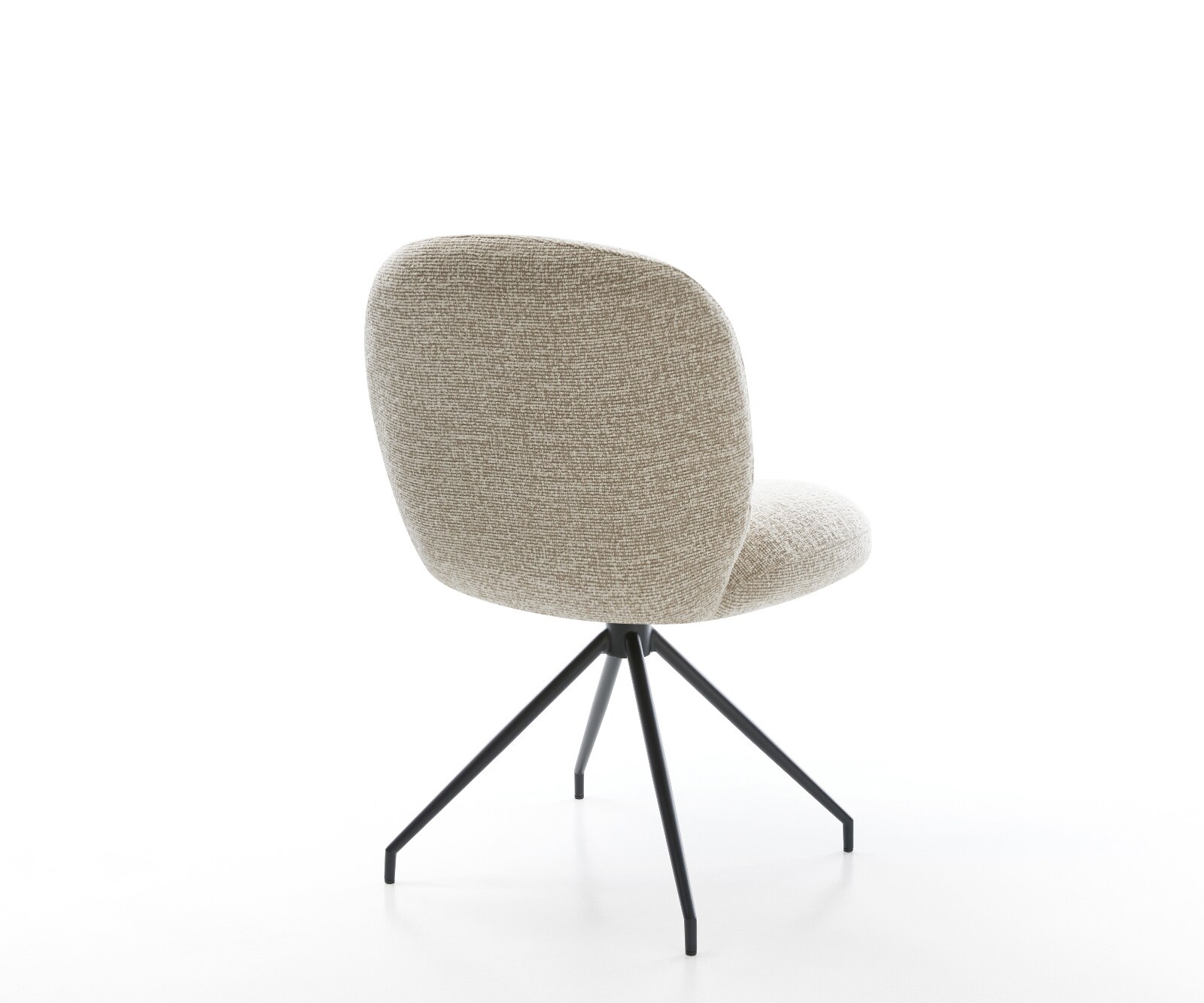 Chaise-de-salle-à-manger Nube-Flex tissu tissé doux beige pied croisé conique noir resorts ensachés 5