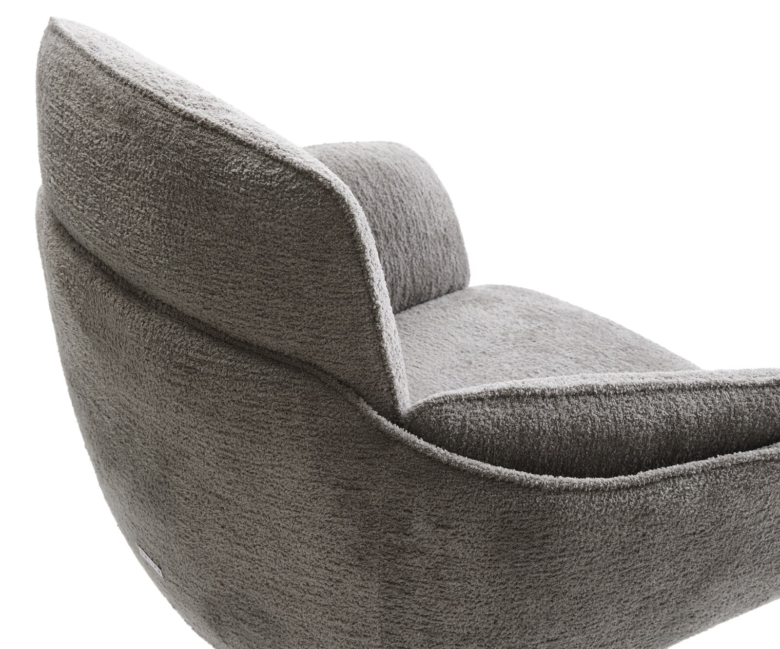 Chaise-de-salle-à-manger Luan-Flex avec accoudoirs bouclé doux couleur boue pied croisé conique noir 4