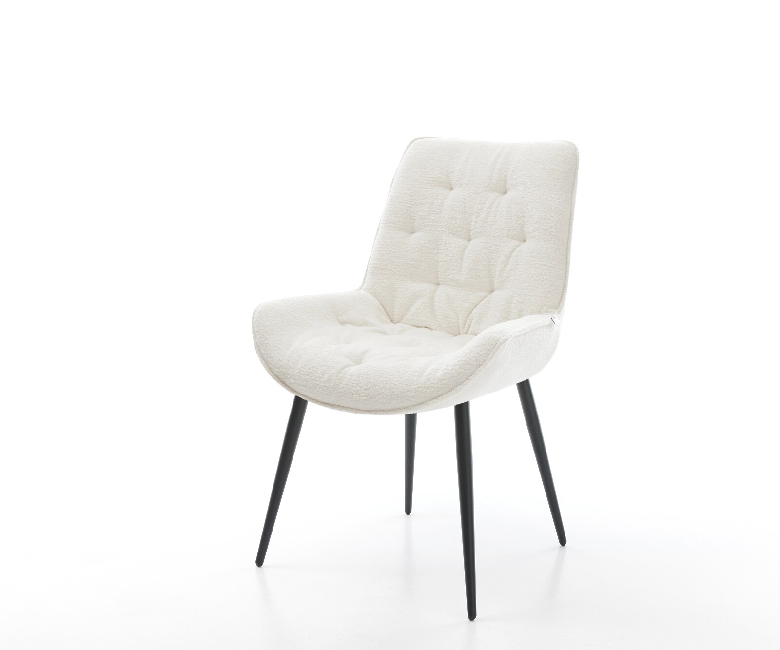 Chaise-de-salle-à-manger Taimi-Flex bouclé doux beige 4 pieds coniques noir 1
