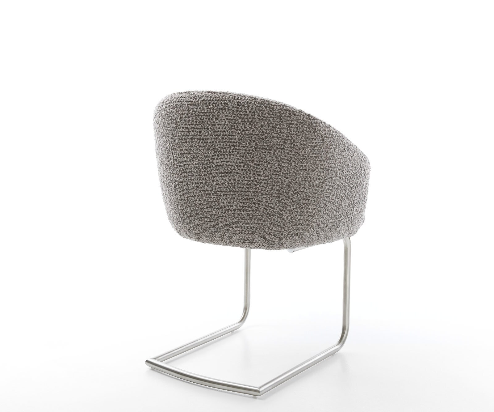 Cantilever Caja-Flex avec accoudoirs bouclé gris argenté pied cantilever rond acier inoxydable brossé ressorts ensachés 5