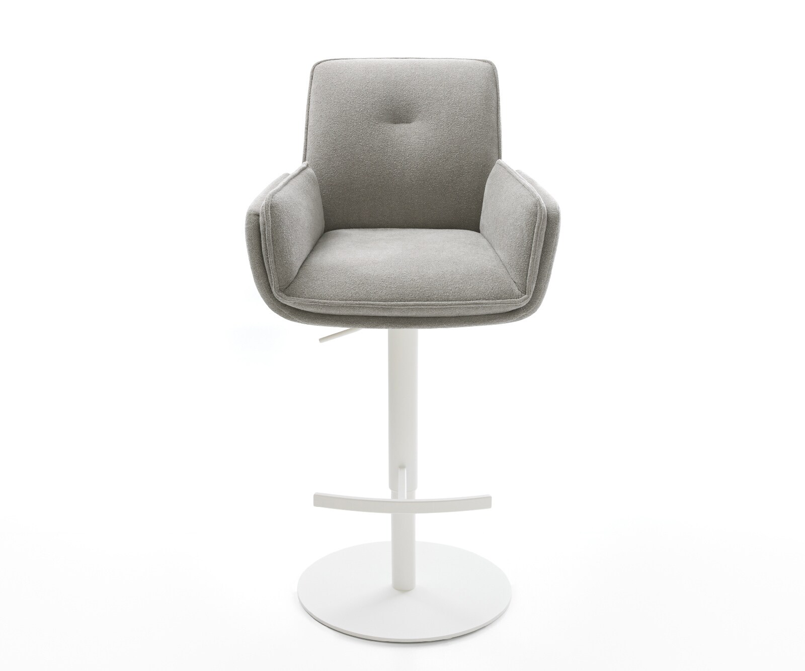 Chaise-de-bar Nela-Flex Tissu structuré doux Gris Pied pivotant réglable en hauteur blanc Blanc 1