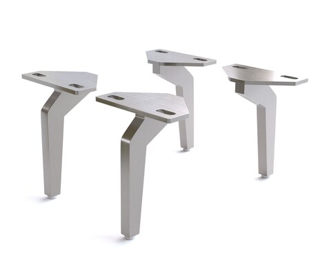 Pied-d'angle 15 cm acier inoxydable brossé pour tous types de meubles (set de 4)