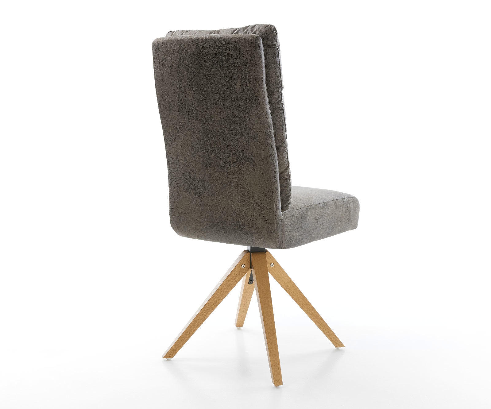 Chaise-de-salle-à-manger Pela-Flex microvelours gris antique pied en bois angulaire naturel ressorts ensachés 5