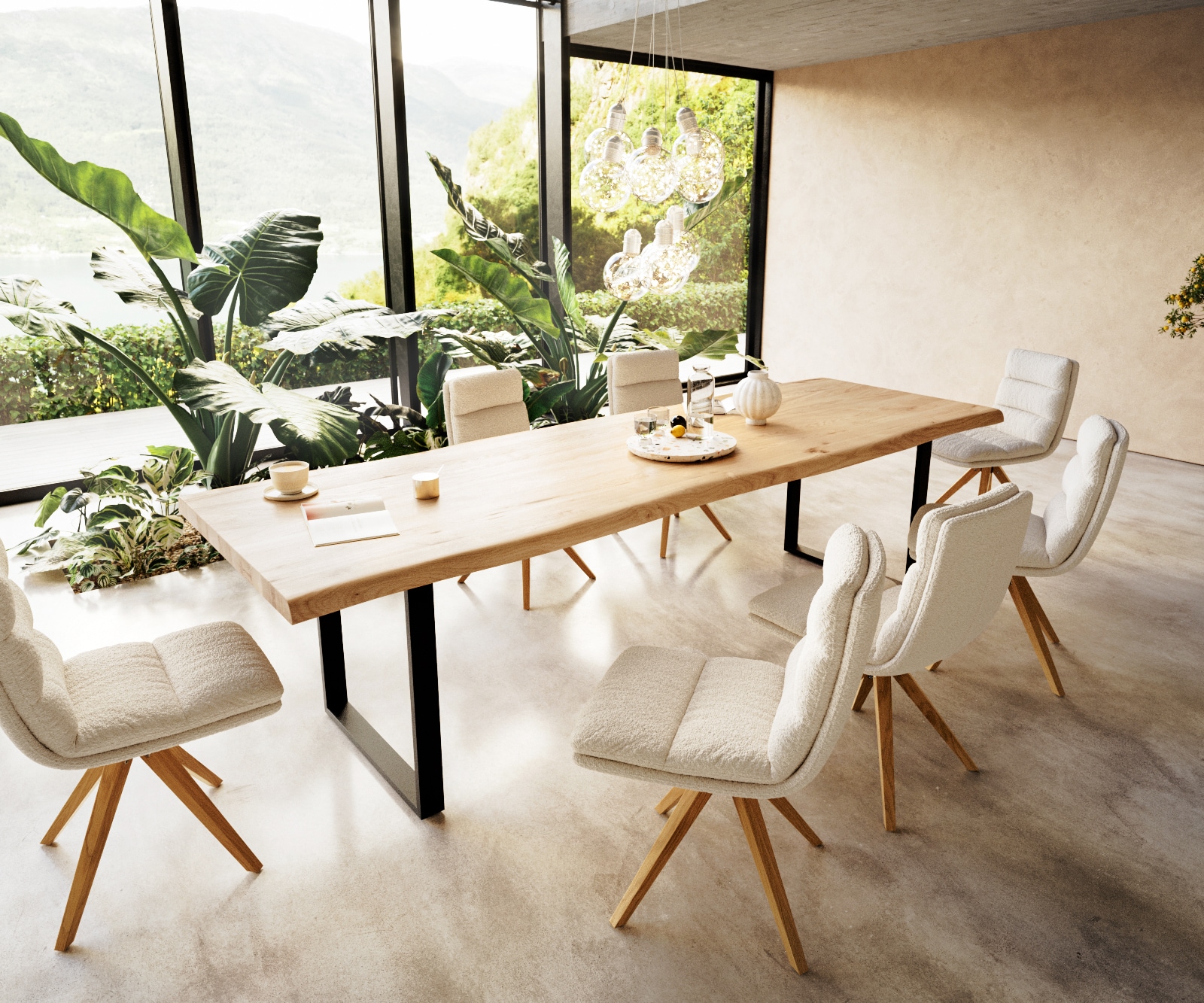 Table à manger Edge 300x100 chêne nature patin noir Live-Edge 4 Table à manger Edge 300x100 chêne nature patin noir Live-Edge 4