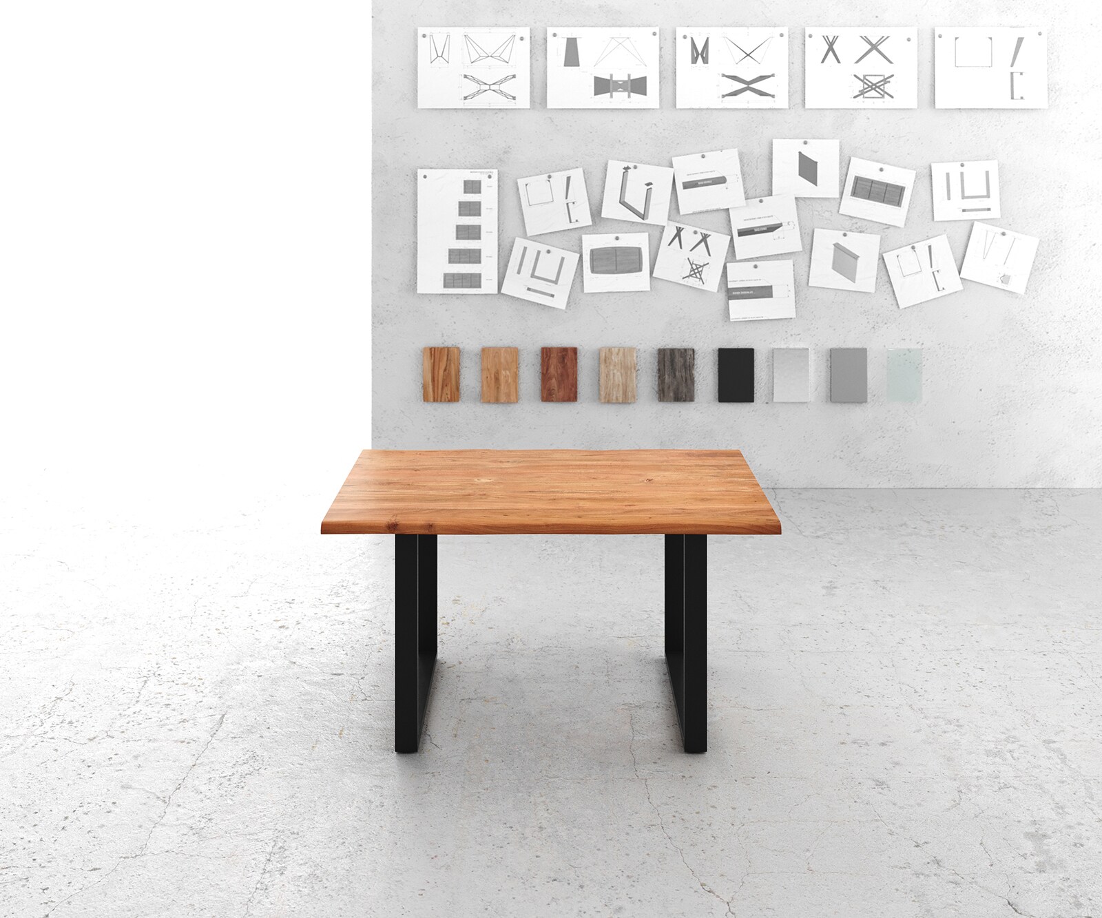 Table-à-manger Edge 140x90 Acacia Nature Métal noir Live-Edge 2