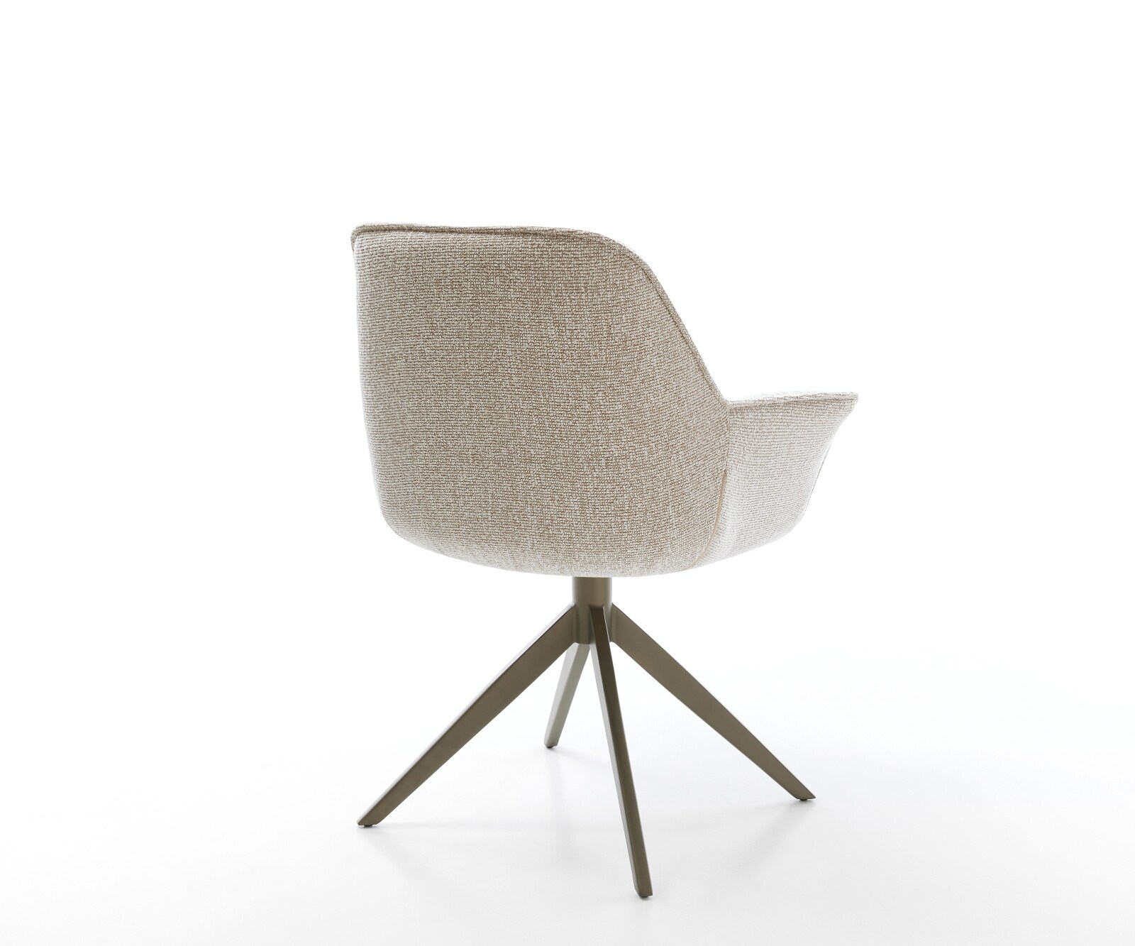 Chaise-pivotante Keila-Flex avec accoudoirs tissu tissé doux beige pied croisé large aspect titane pivotement sur 360° fonction bascule 5