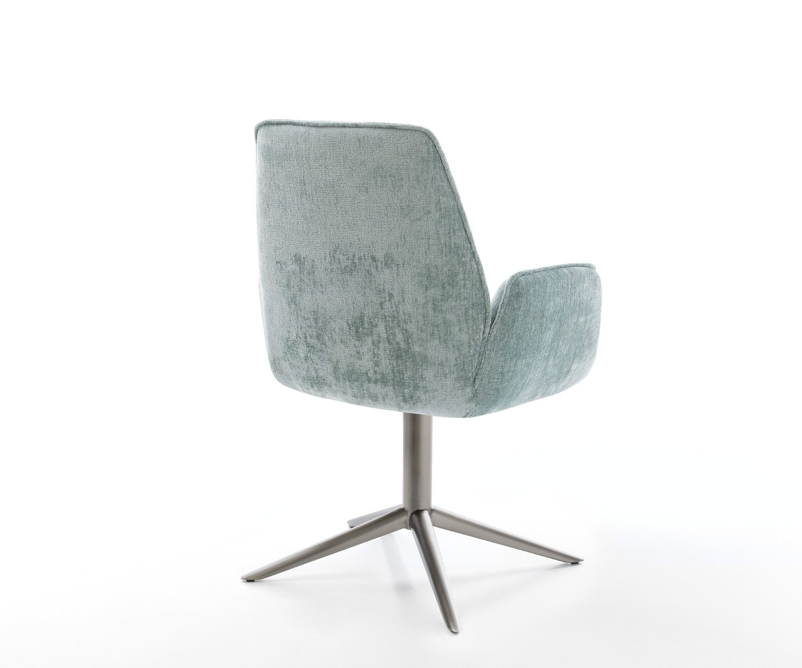 Chaise-pivotante Zoa-Flex chenille bleu pastel pied de chaise 4 branches grafiete pivotement sur 360° fonction bascule ressorts ensachés 5
