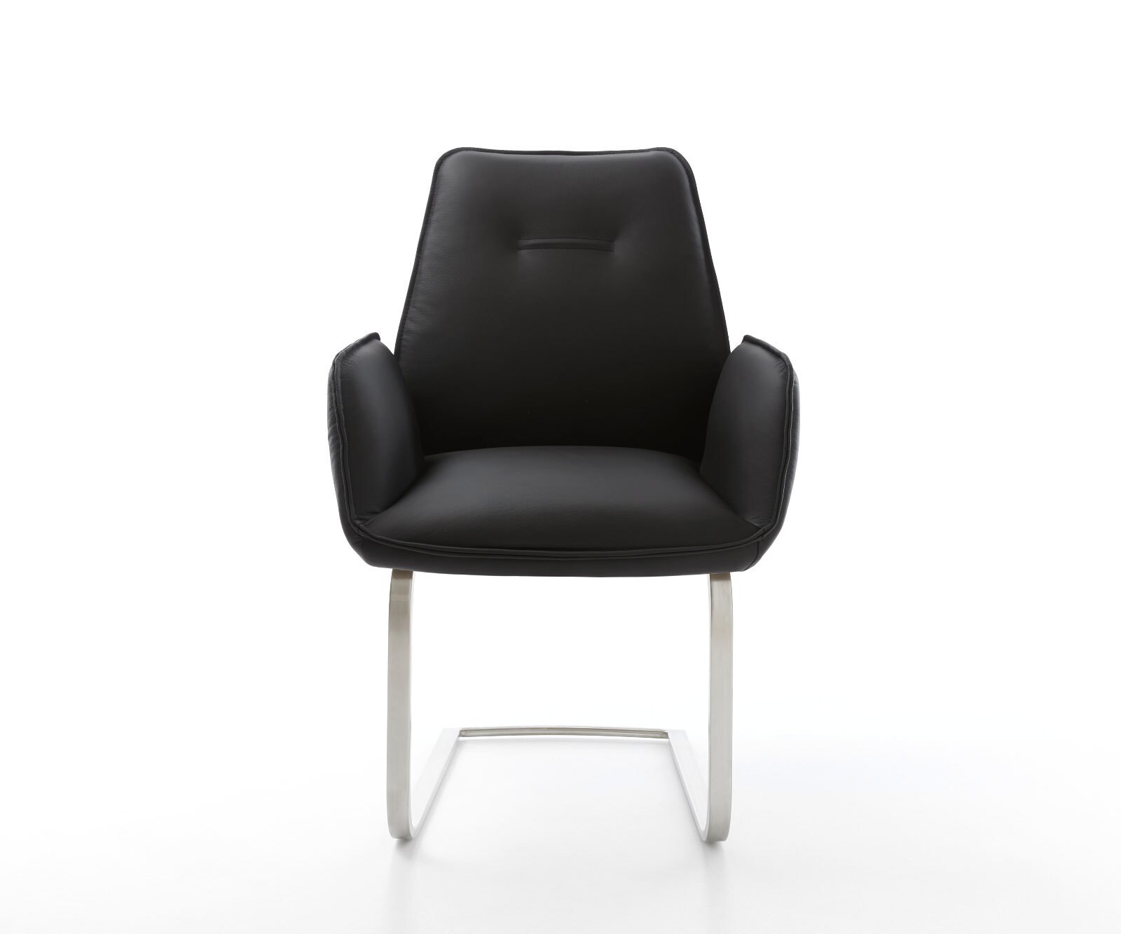 Cantilever Zoa-Flex cuir de vache noir pied cantilever plat acier inoxydable brossé ressorts ensachés 2