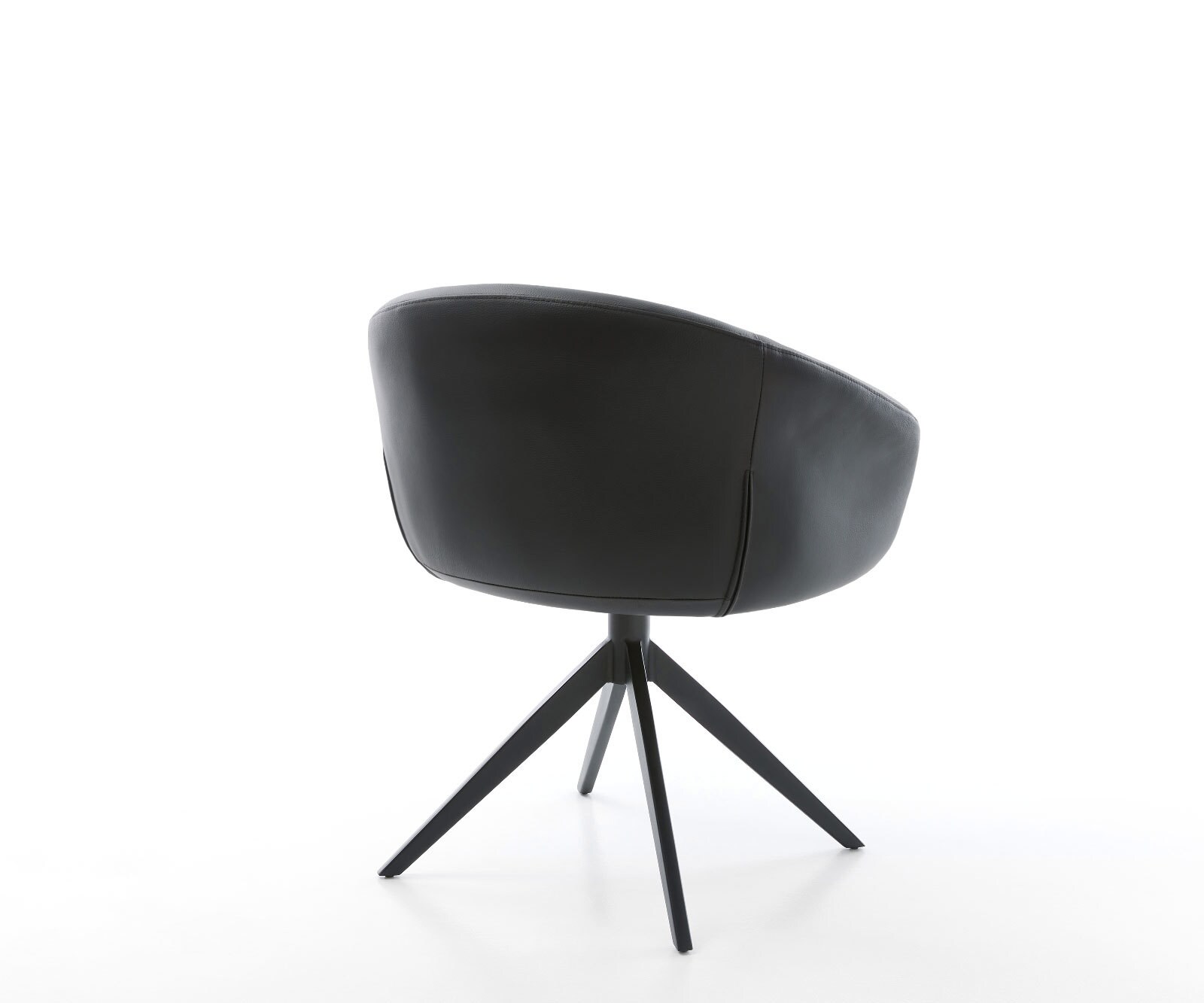 Chaise-pivotante Vinka-Flex cuir de vache noir pied croisé large noir pivotement sur 360° fonction bascule ressorts ensachés 4