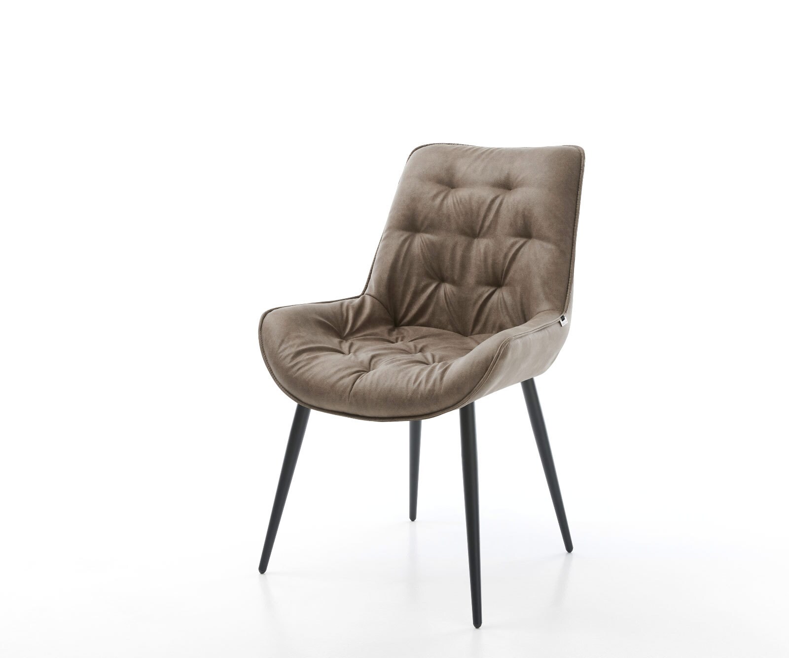 Chaise-de-salle-à-manger Taimi-Flex microvelours taupe vintage 4 pieds coniques noir