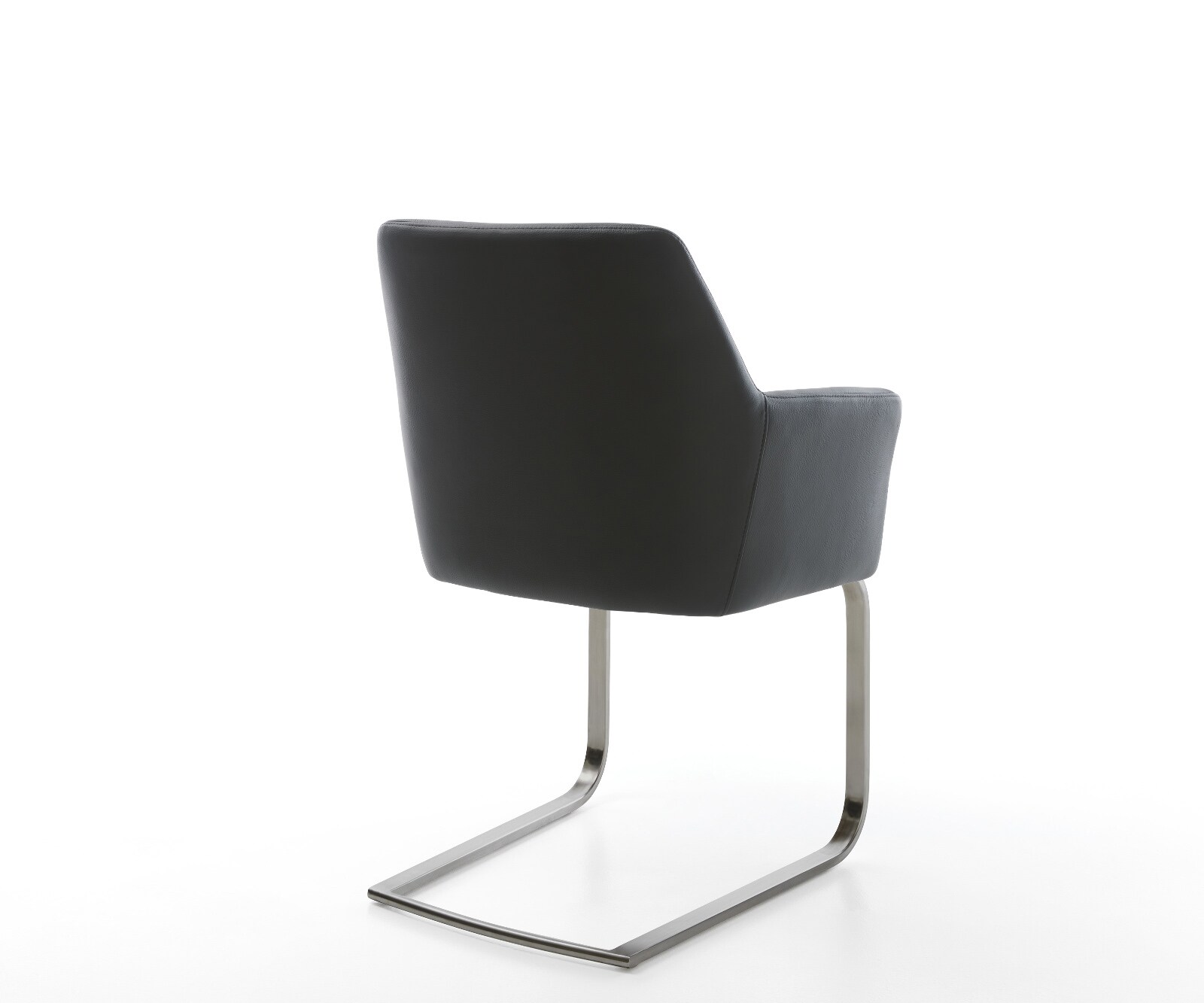 Cantilever Xana-Flex avec accoudoirs cuir de vache noir pied cantilever plat grafiete ressorts ensachés 5