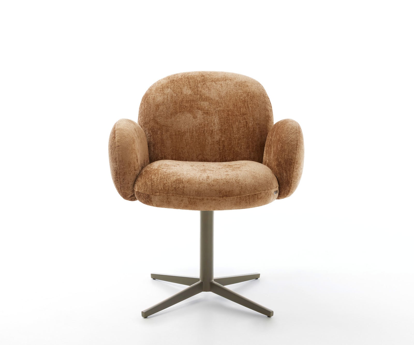 Chaise-pivotante Nube-Flex avec accoudoirs chenille rouille pied de chaise 4 branches aspect titane pivotement sur 360° ressorts ensachés 1 Chaise-pivotante Nube-Flex avec accoudoirs chenille rouille pied de chaise 4 branches aspect titane pivotement sur 360° ressorts ensachés 1