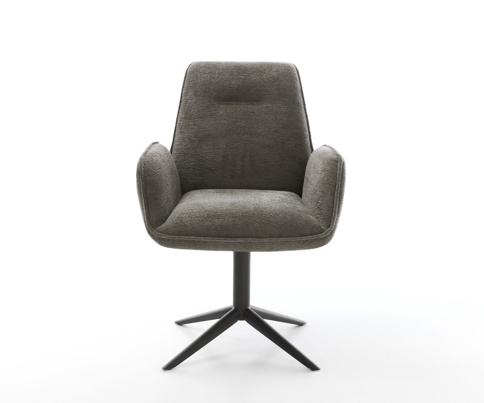 Chaise-pivotante Zoa-Flex bouclé doux couleur boue pied de chaise 4 branches noir pivotement sur 360° fonction bascule resorts ensachés 1