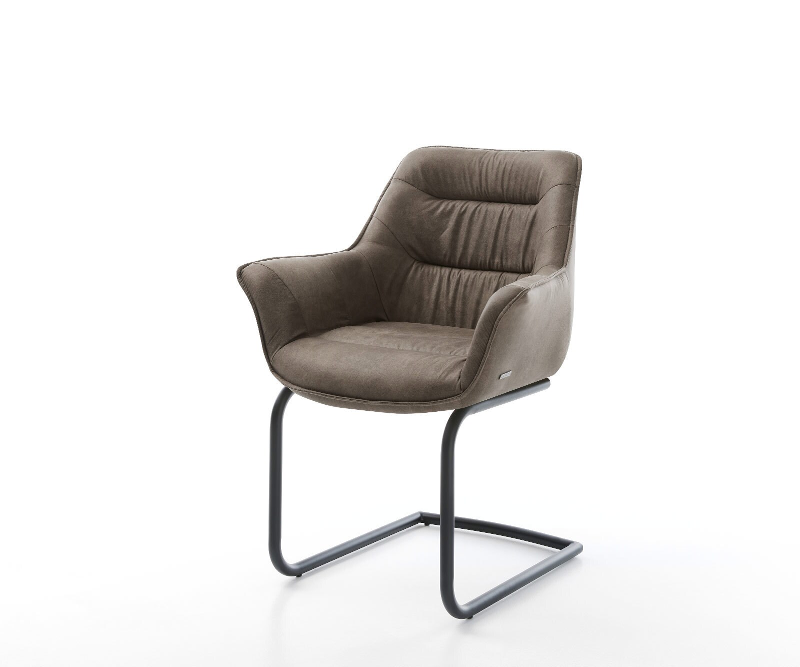 Cantilever Kaira-Flex microvelours taupe vintage pied cantilever rond noir