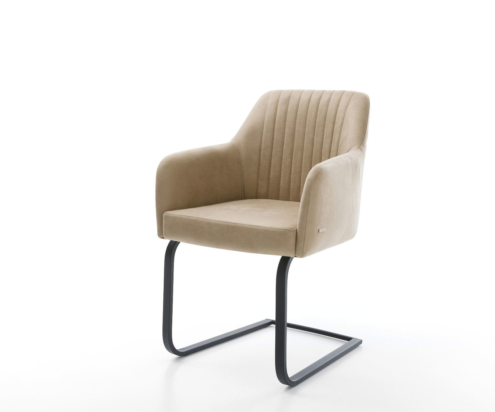 Cantilever Greg-Flex microvelours beige vintage pied cantilever plat noir ressorts ensachés 1