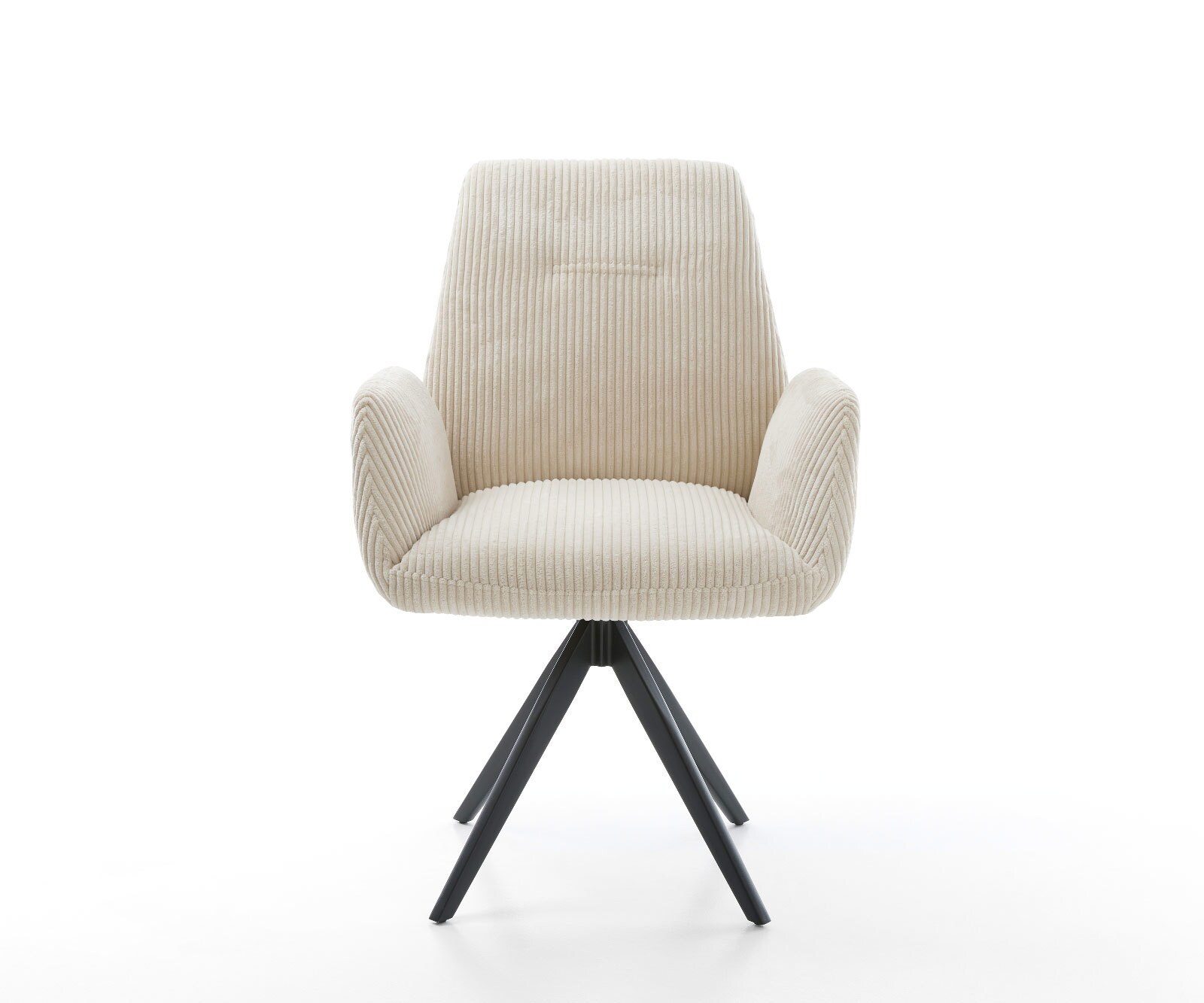 Chaise-de-salle-à-manger Zoa-Flex côtelé beige vintage pied croisé angulaire noir ressorts ensachés 1