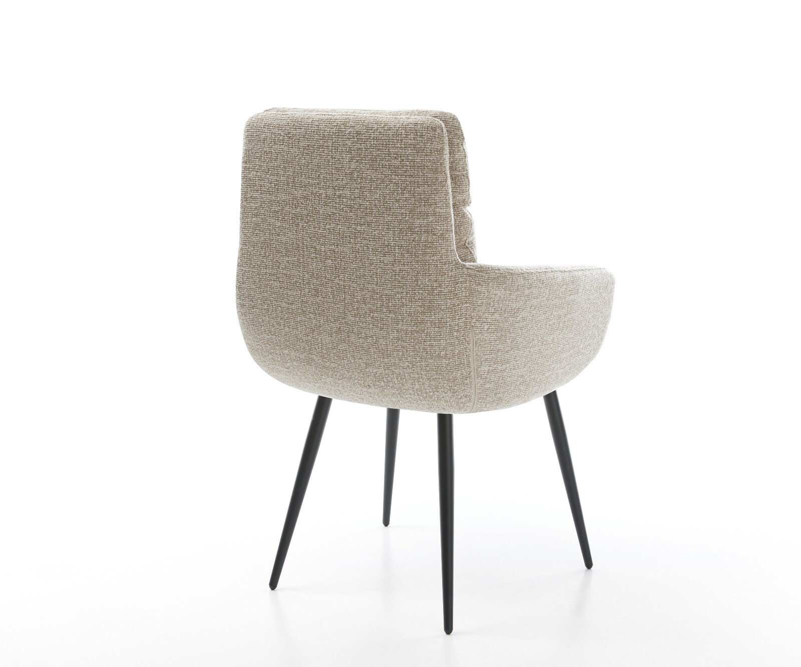 Chaise-de-salle-à-manger Abelia-Flex avec accoudoirs tissu tissé doux beige 4 pieds coniques noir 5