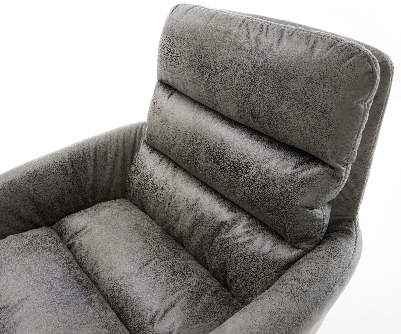 Chaise-de-salle-à-manger Abelia-Flex avec accoudoirs microvelours gris antique pied croisé large acier inoxydable brossé 4