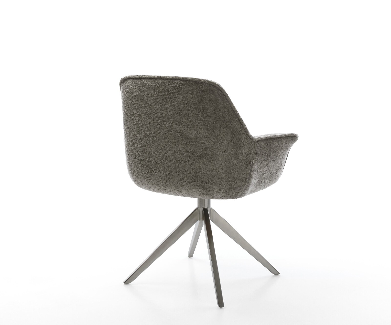 Chaise-pivotante Keila-Flex avec accoudoirs bouclé doux couleur boue pied croisé large grafiete pivotement sur 360° fonction bascule 5