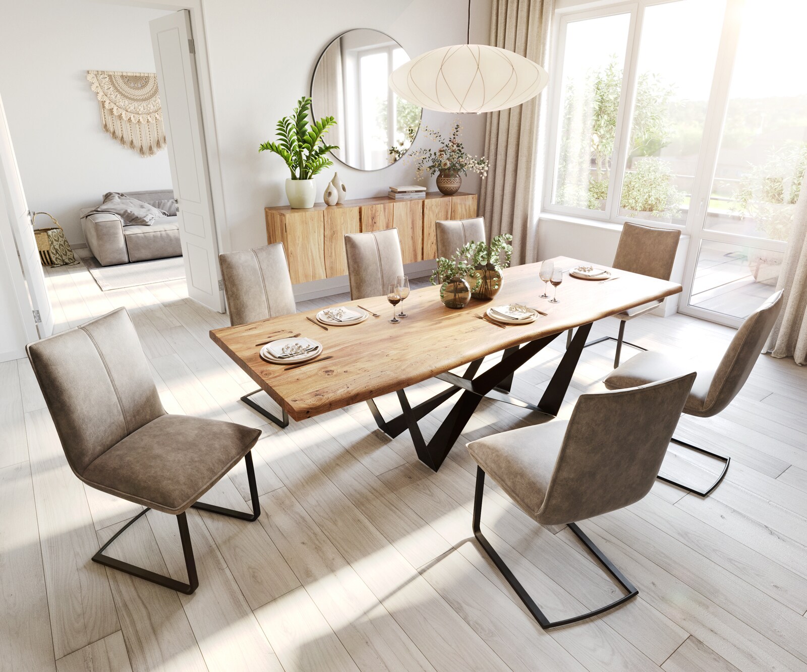 Cantilever Lelio-Flex microvelours taupe vintage pied cantilever plat noir ressorts ensachés 3