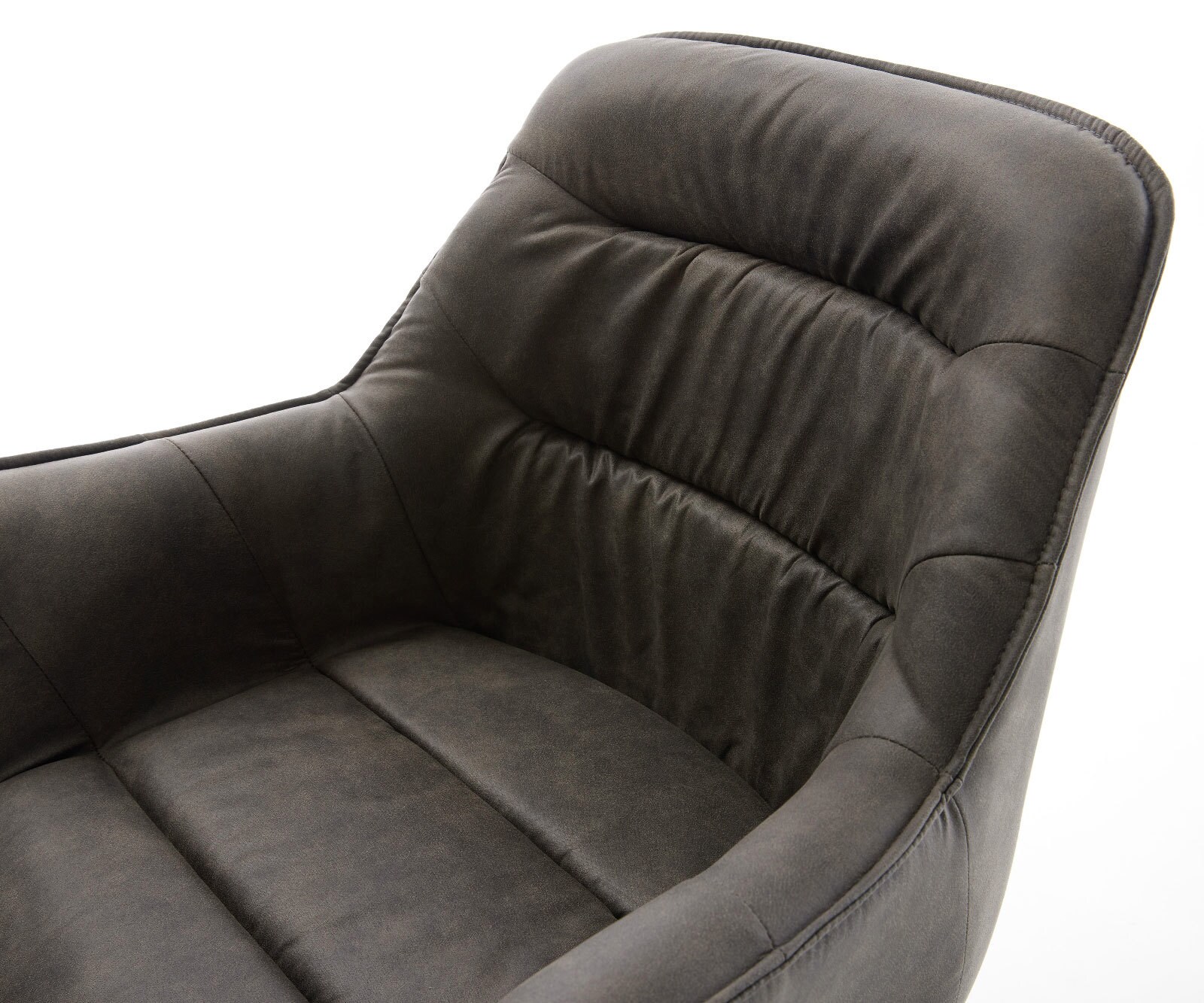 Chaise-de-salle-à-manger Kaira-Flex microvelours anthracite vintage 4 pieds coniques acier inoxydable brossé 4