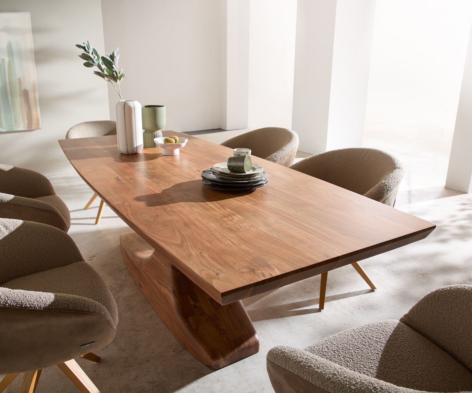 Table-à-manger Yalta 220x95 cm en acacia naturel massif 4