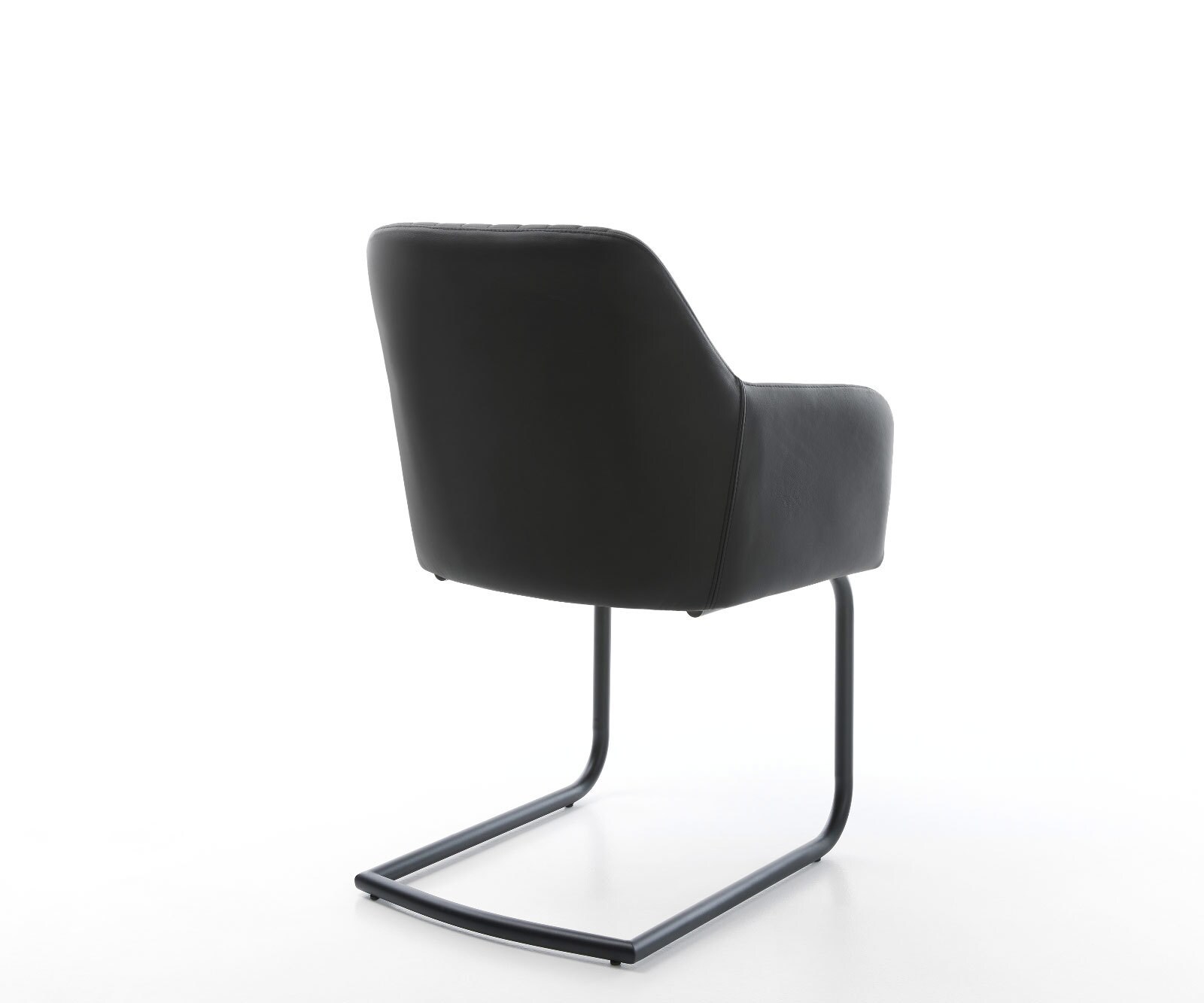 Cantilever Greg-Flex cuir de vache noir pied cantilever rond noir ressorts ensachés 4 Cantilever Greg-Flex cuir de vache noir pied cantilever rond noir ressorts ensachés 4
