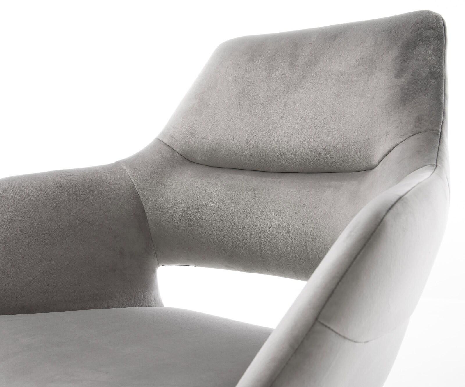 Chaise-pivotante Yago-Flex velours gris pied croisé large acier inoxydable brossé pivotement sur 360° fonction bascule ressorts ensachés 4