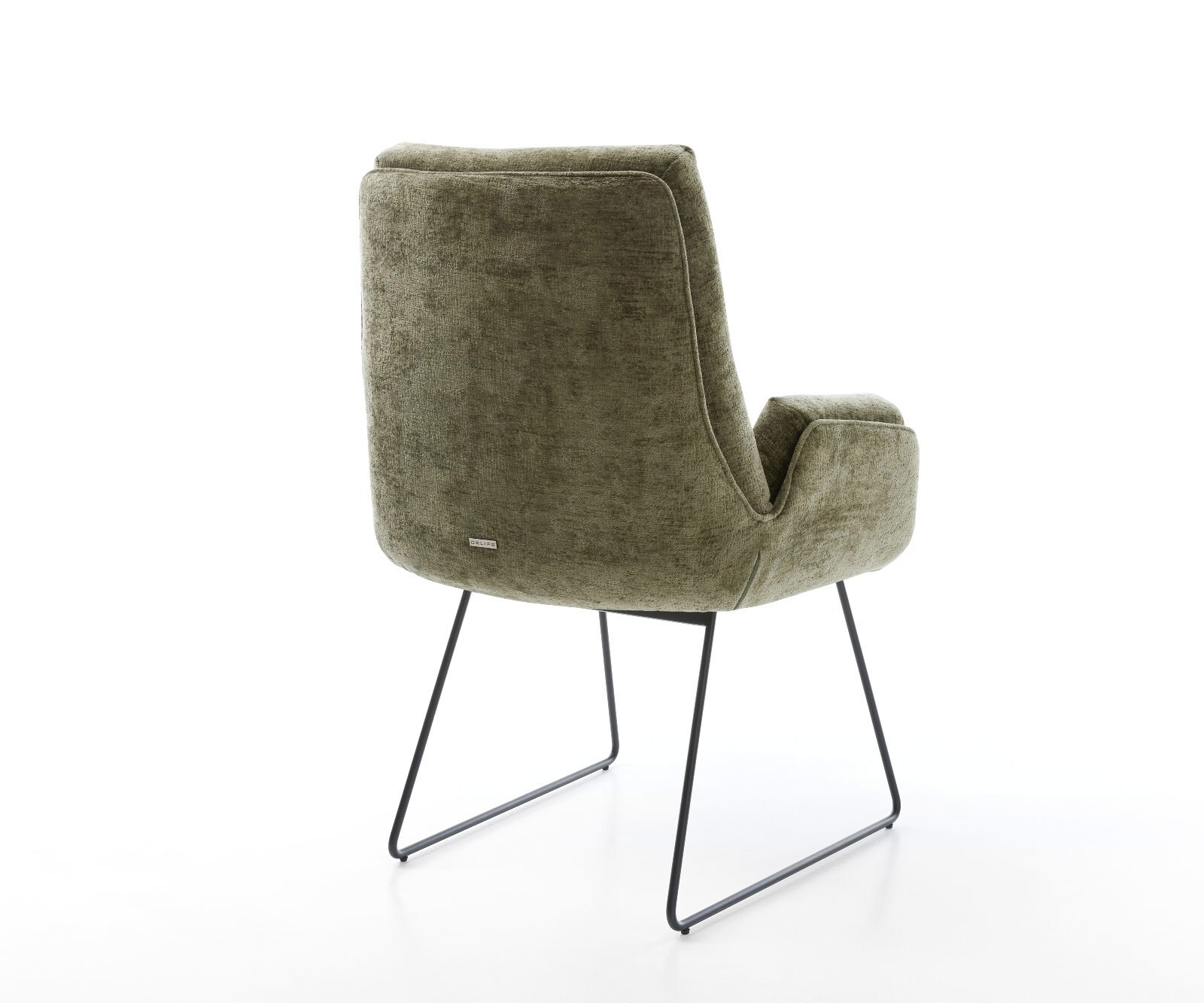 Chaise-de-salle-à-manger Clea-Flex chenille olive pied trapèze noir 4 Chaise-de-salle-à-manger Clea-Flex chenille olive pied trapèze noir 4