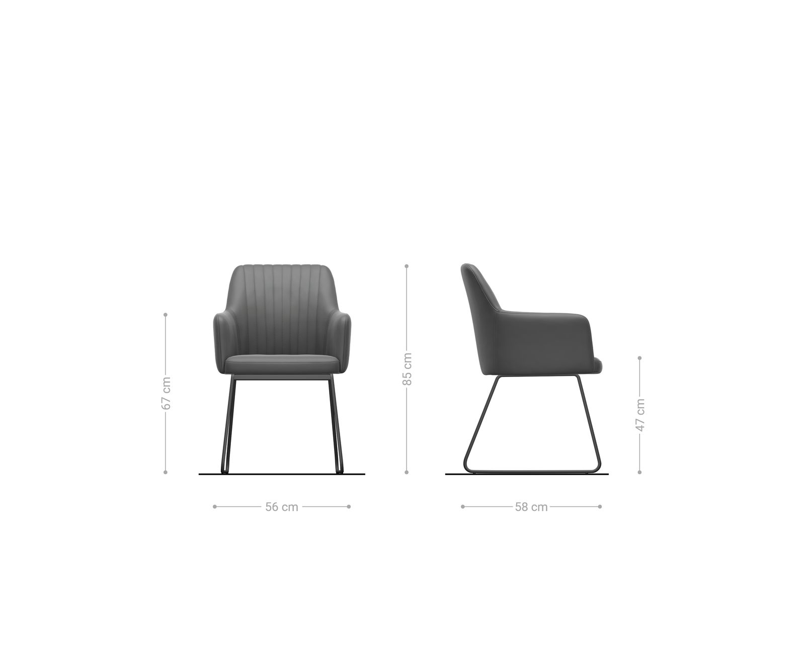 Chaise-de-salle-à-manger Greg-Flex microvelours anthracite vintage pied trapèze noir ressorts ensachés 6