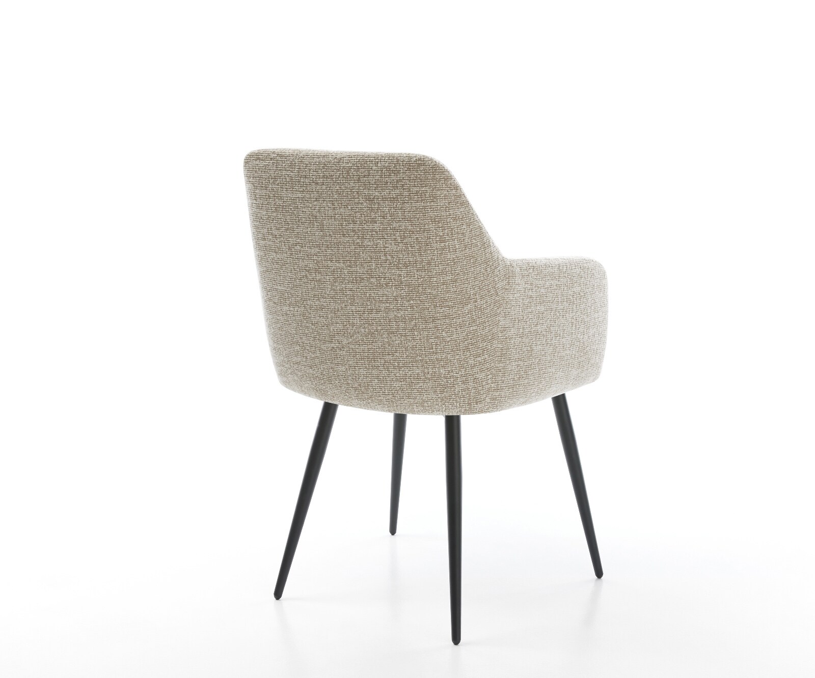 Chaise-de-salle-à-manger Greg-Flex tissu tissé doux beige 4 pieds coniques noir resorts ensachés 4