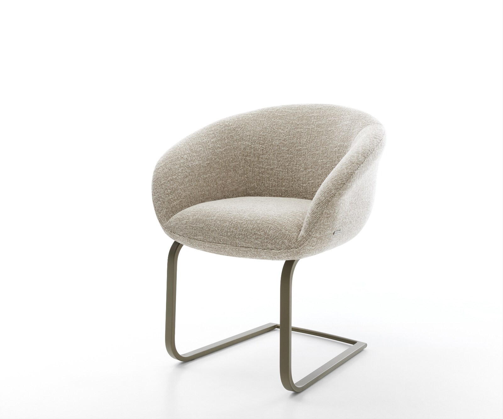 Cantilever Vinka-Flex avec accoudoirs tissu tissé doux beige pied cantilever plat aspect titane resorts ensachés 1