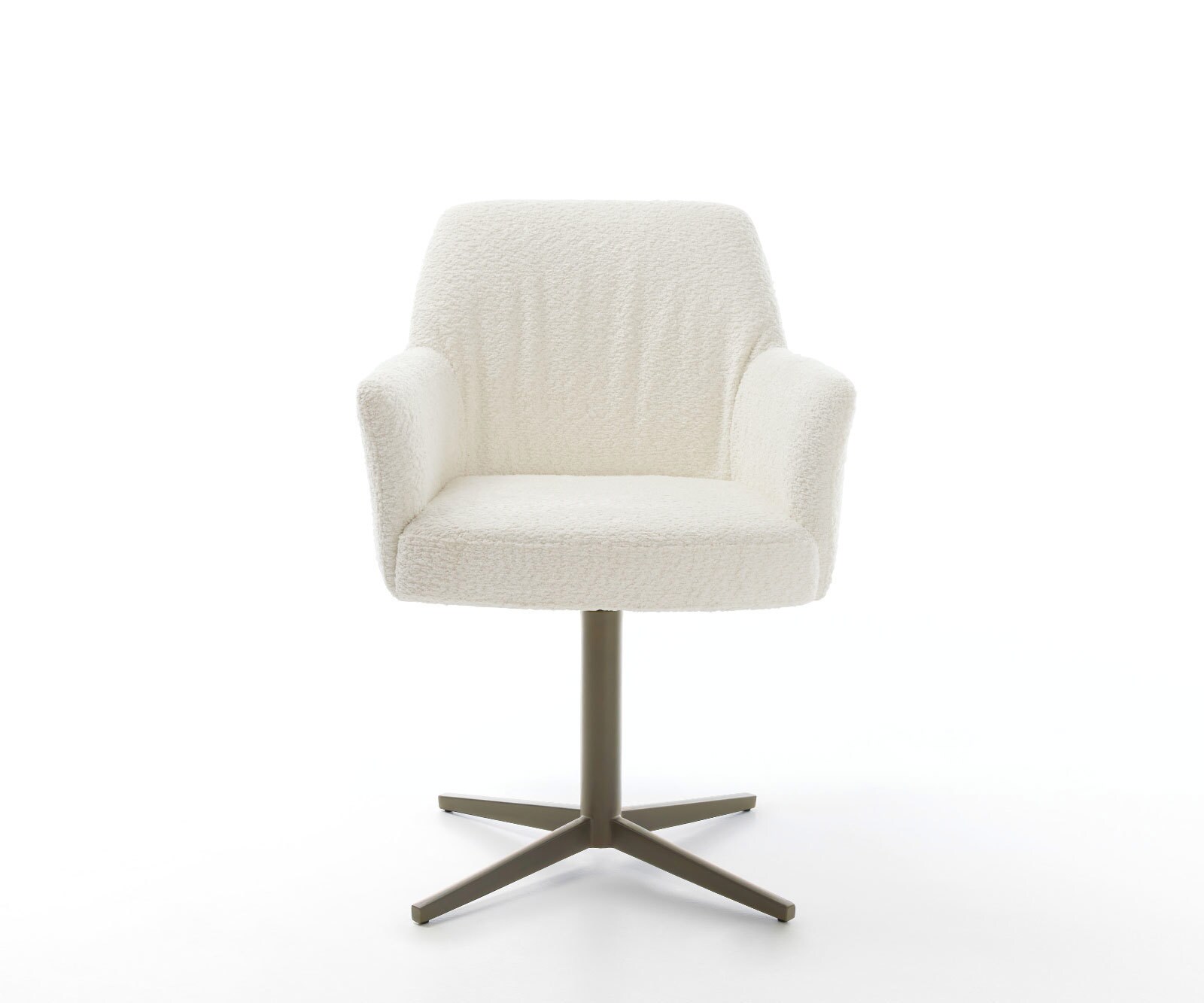 Chaise-pivotante Xana-Flex avec accoudoirs bouclé blanc pied de chaise 4 branches aspect titane pivotement sur 360° ressorts ensachés 1