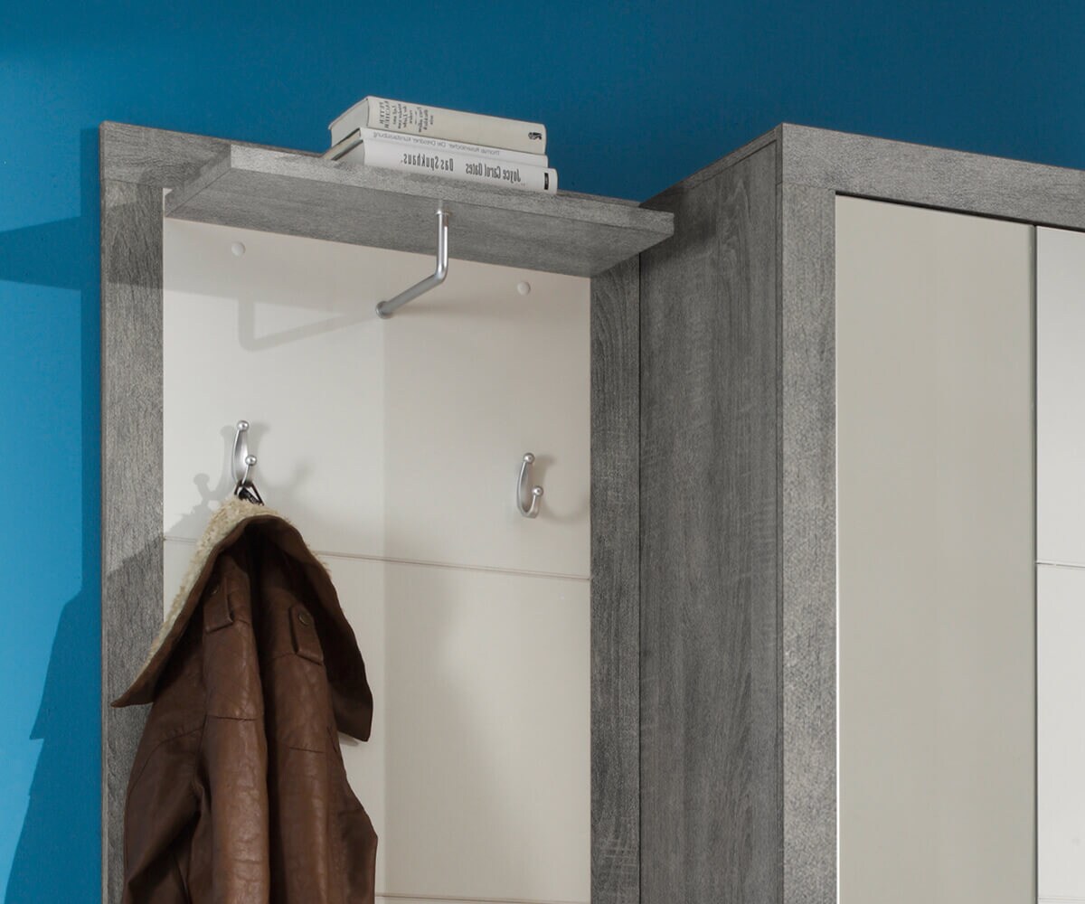 Meubles-de-couloir Shandor 60x195 blanc haute brillance gris Sitzbank 2