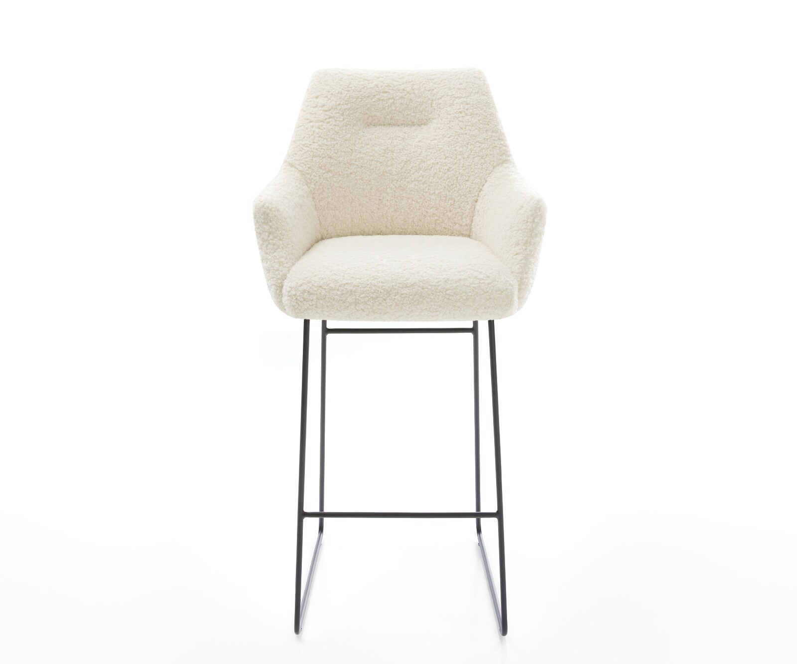 Chaise-de-bar Alja-Flex Tissu teddy Beige Pied trapèze noir Noir Ressort ensaché 2