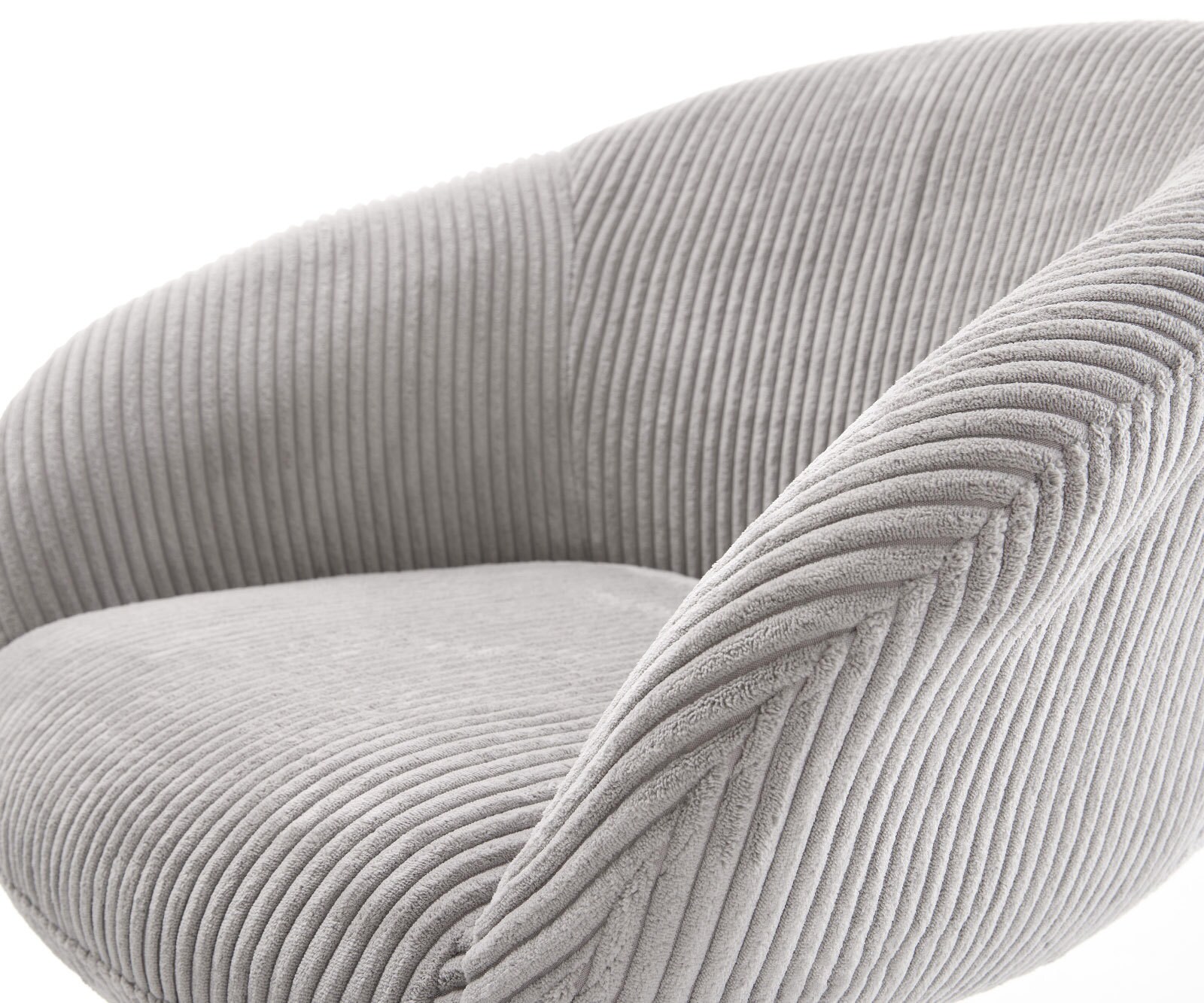 Chaise-pivotante Vinka-Flex avec accoudoirs côtelé gris argenté pied croisé large acier inoxydable brossé pivotement sur 360° ressorts ensachés 4