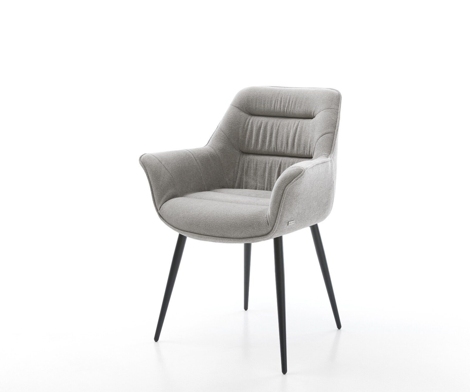 Chaise-de-salle-à-manger Kaira-Flex tissu structuré doux gris 4 pieds coniques noir